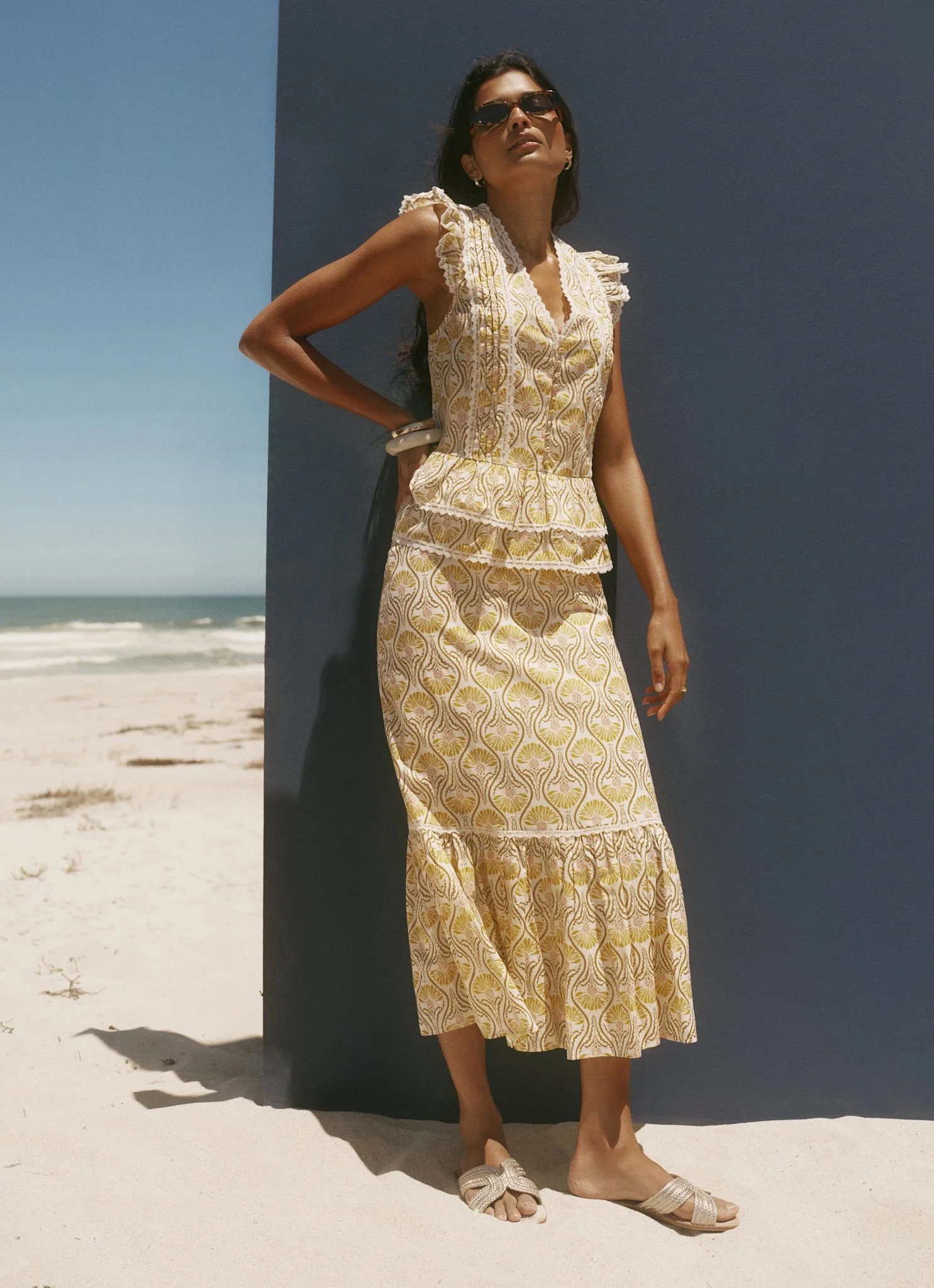 5046-yellow-cotton-floral-print-midi-skirt-4.webp Yellow Cotton Floral Print Midi Skirt