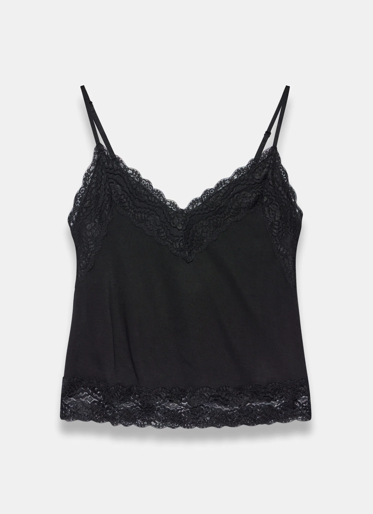 Black Lace Detail Camisole Top
