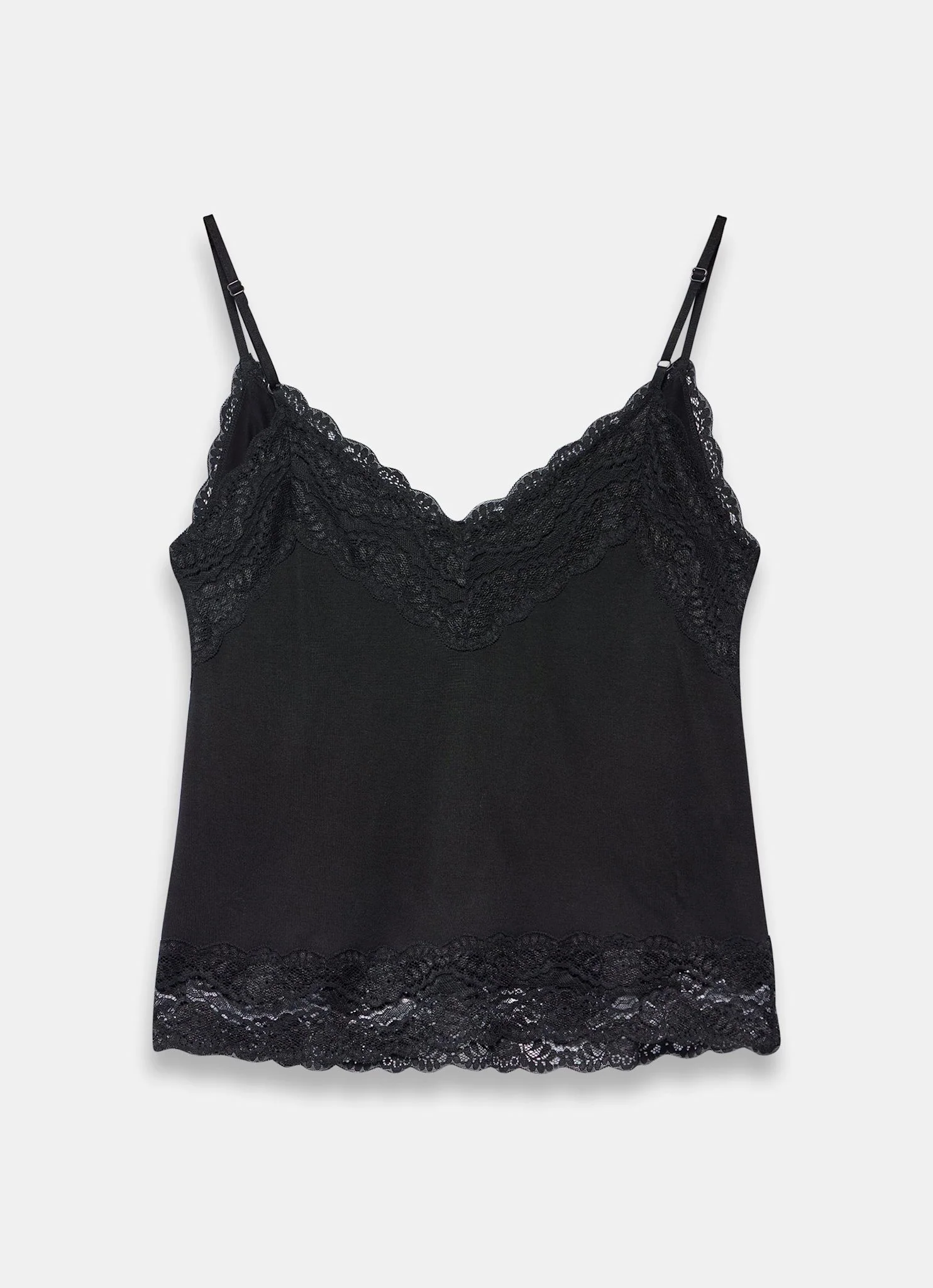 Black Lace Detail Camisole Top