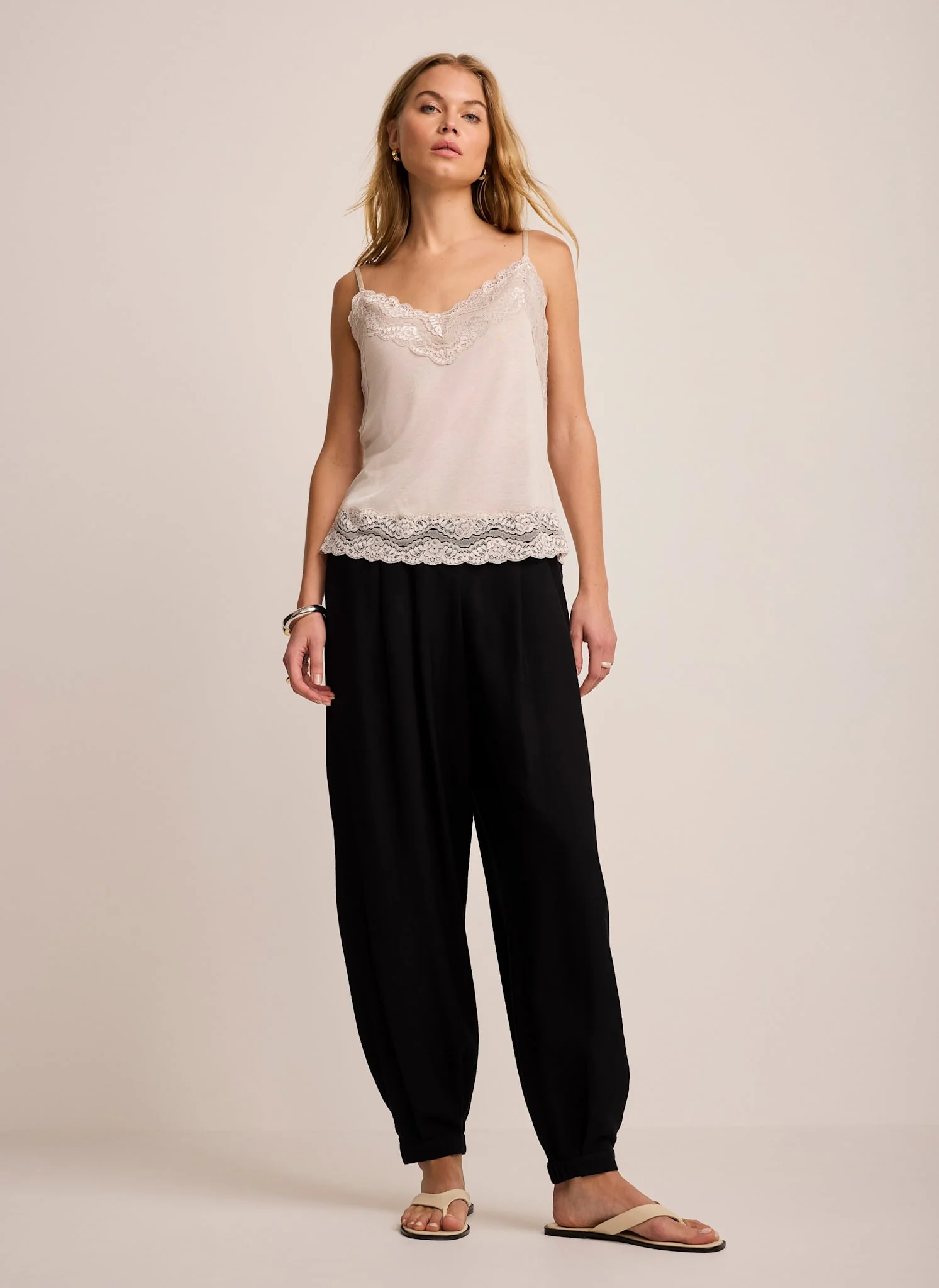 Neutral Lace Detail Camisole Top