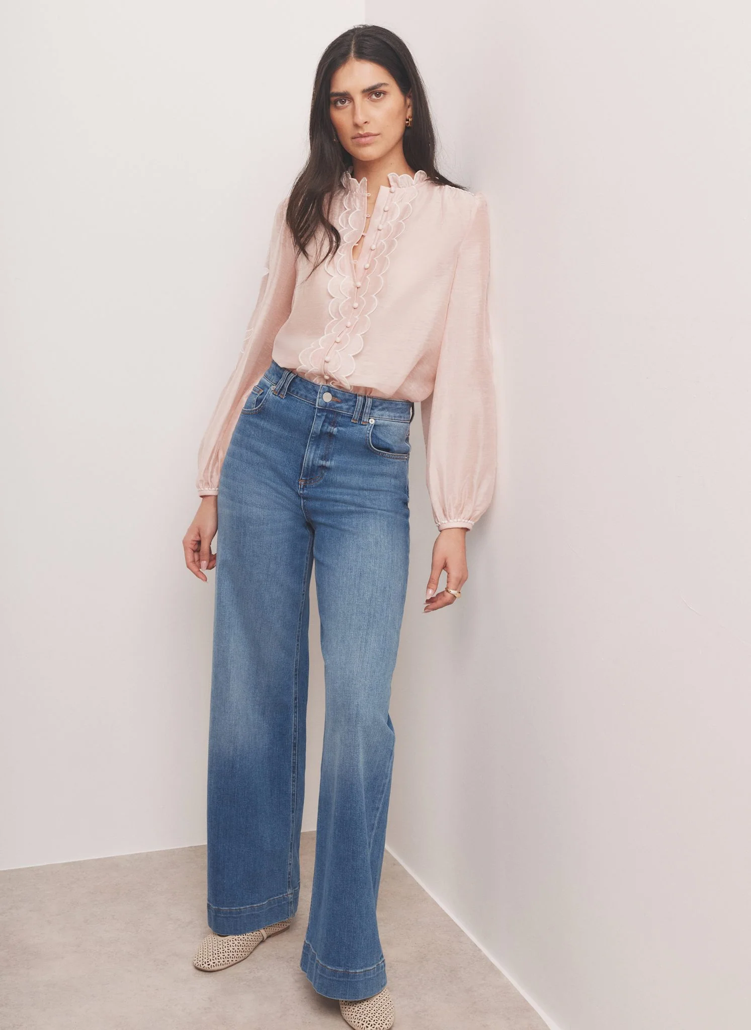 5098-pink-embroidered-scallop-trim-blouse-3.webp Pink Embroidered Scallop Trim Blouse