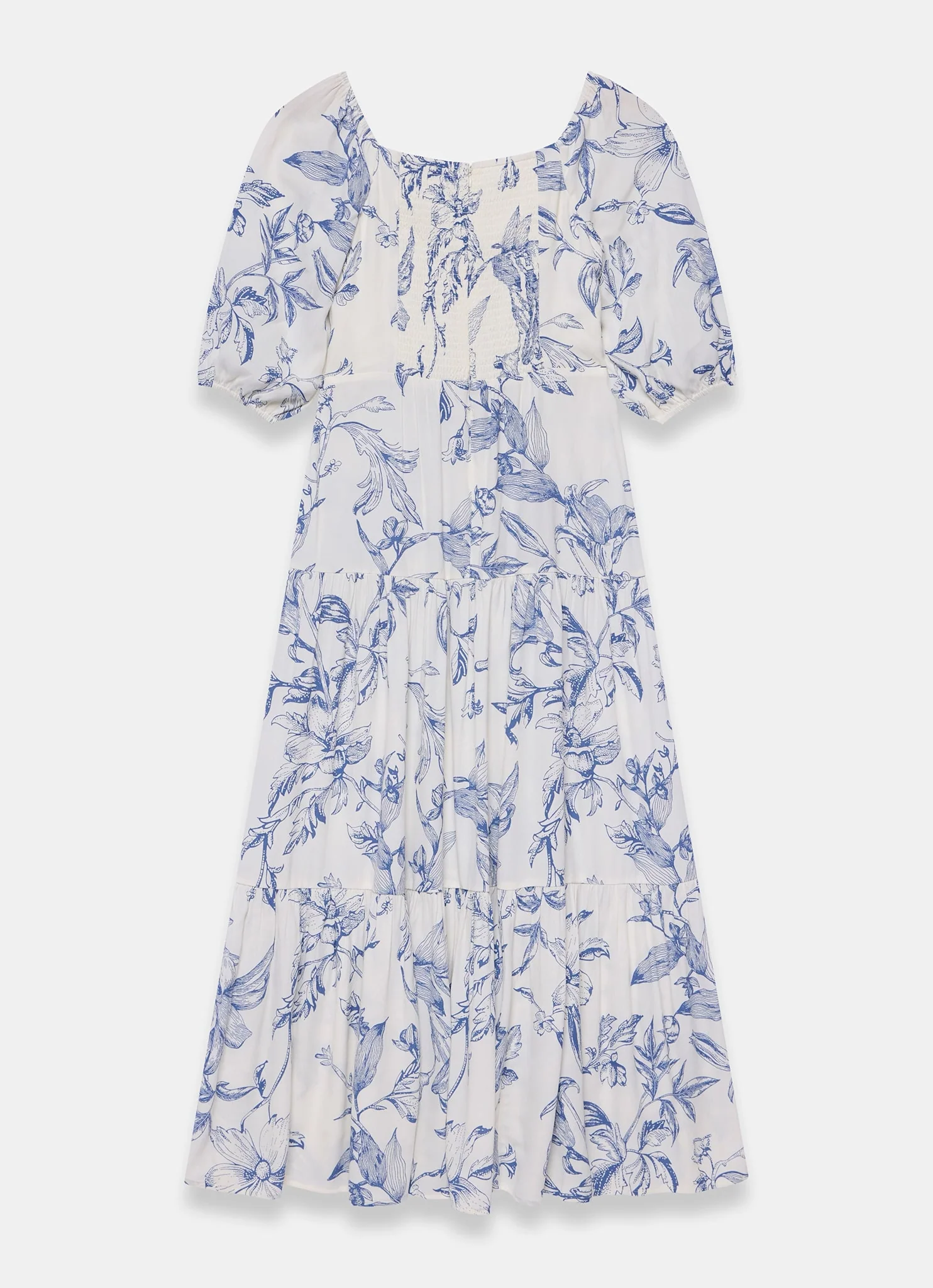 Blue Floral Print Maxi Dress