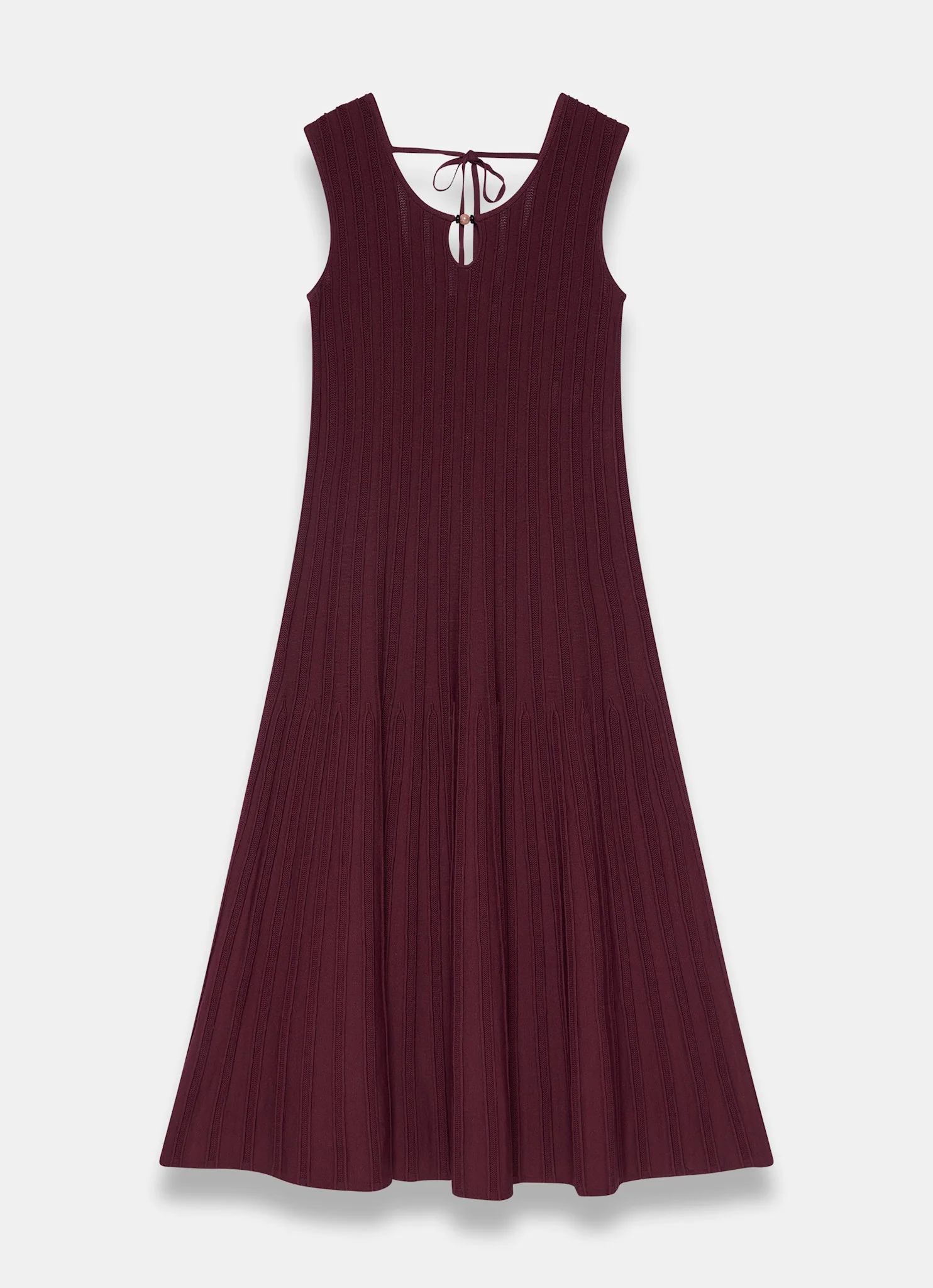 Burgundy Ribbed Beaded Midi Dress
