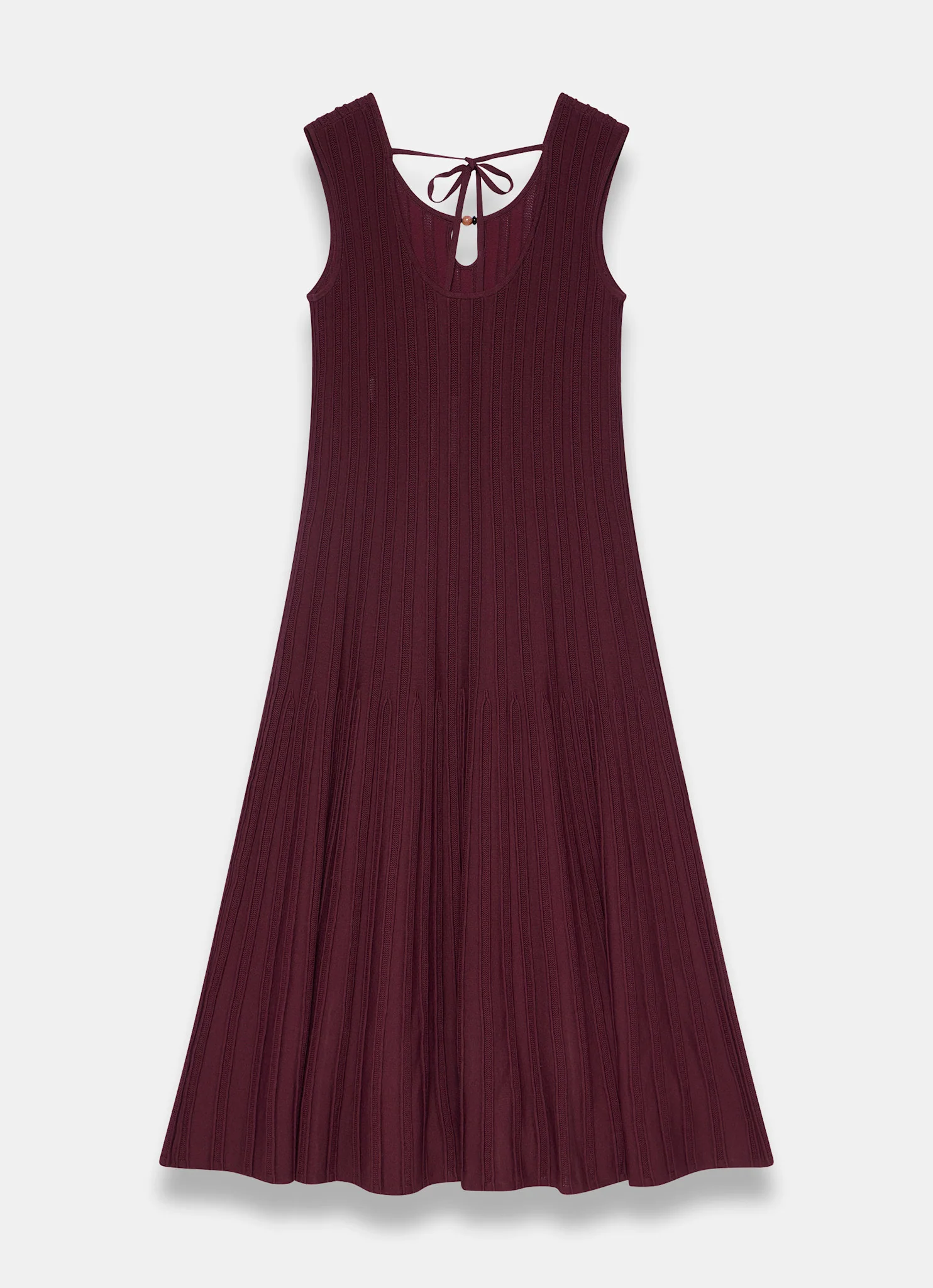 Burgundy Ribbed Beaded Midi Dress