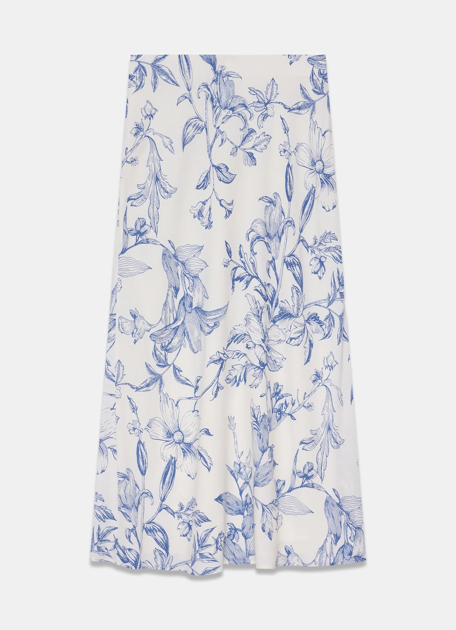 Blue Floral Print Slip Skirt
