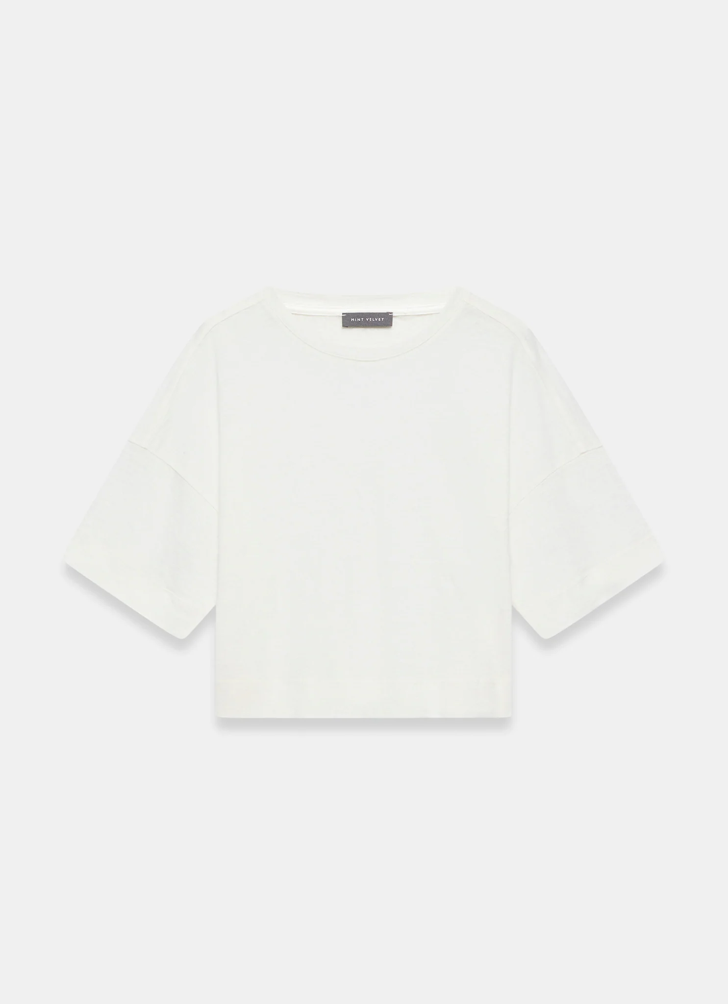 White Linen Blend Boxy T Shirt