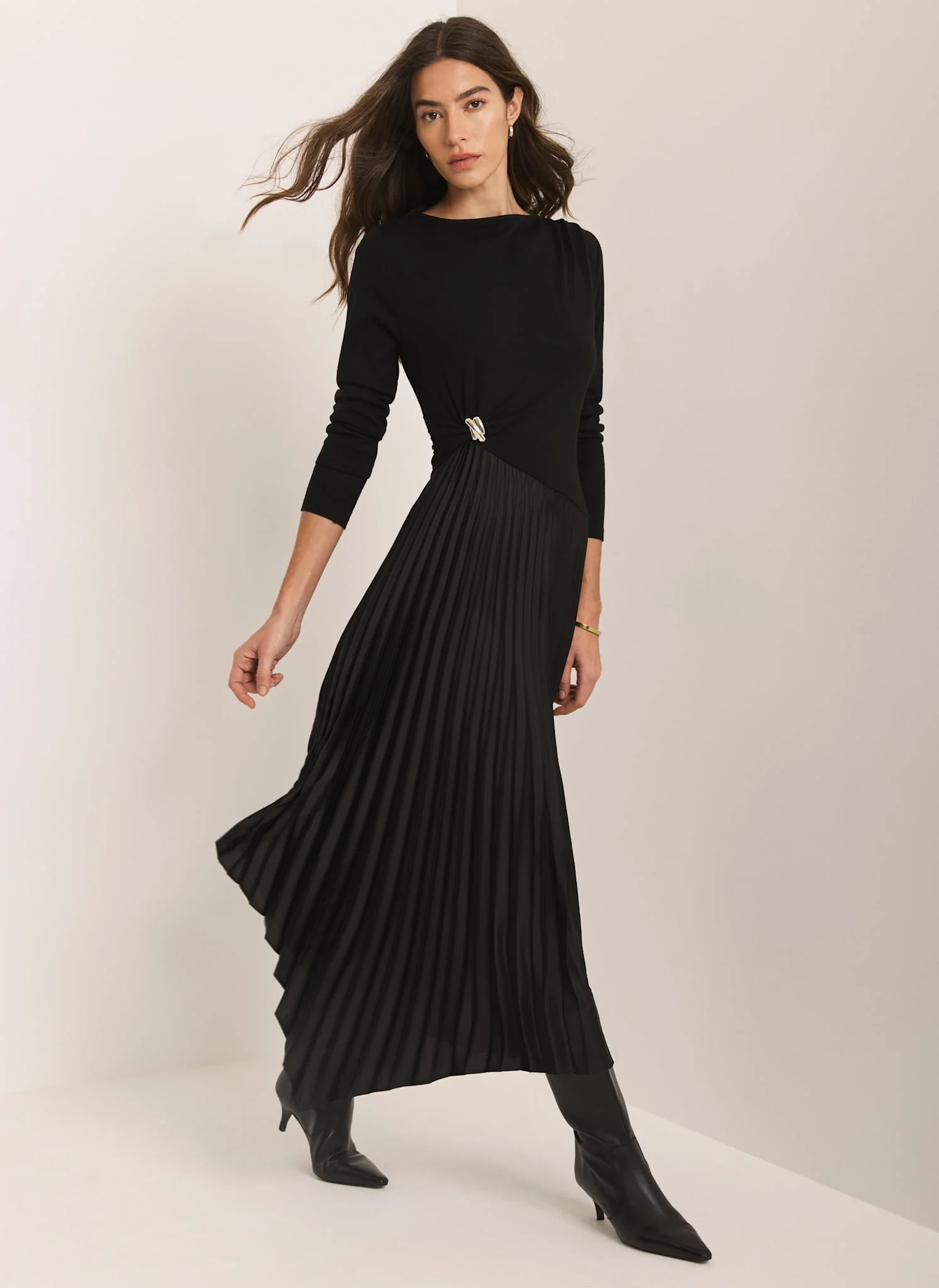 5188-black-pleated-asymmetric-midi-dress-1.webp Black Pleated Asymmetric Midi Dress