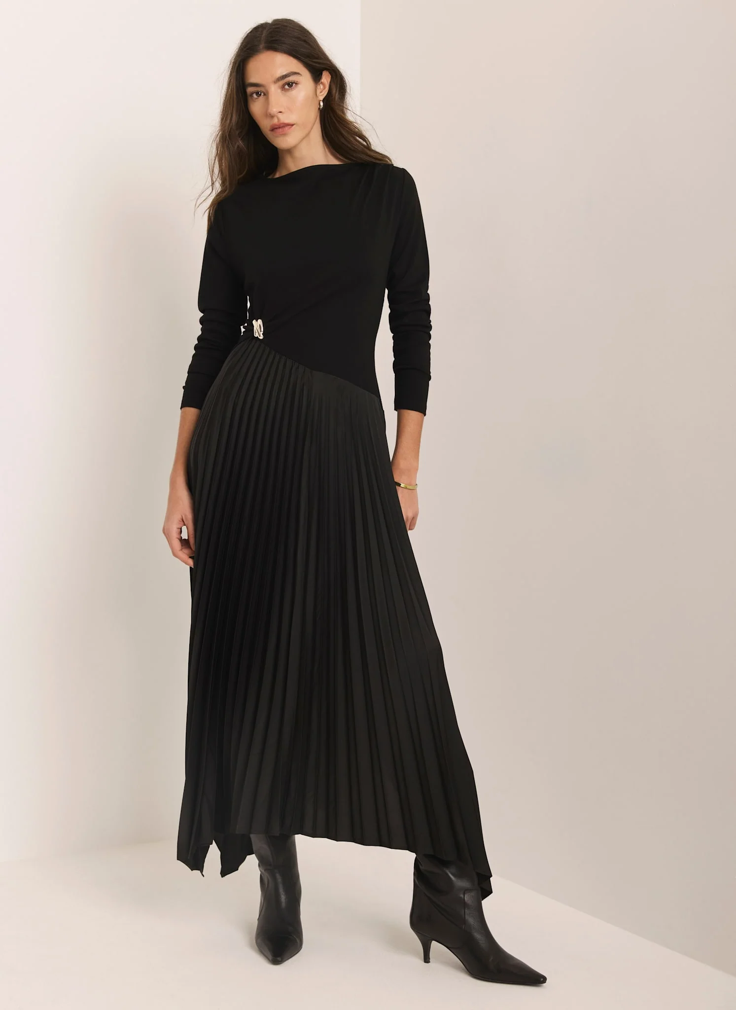 5188-black-pleated-asymmetric-midi-dress-6.webp Black Pleated Asymmetric Midi Dress