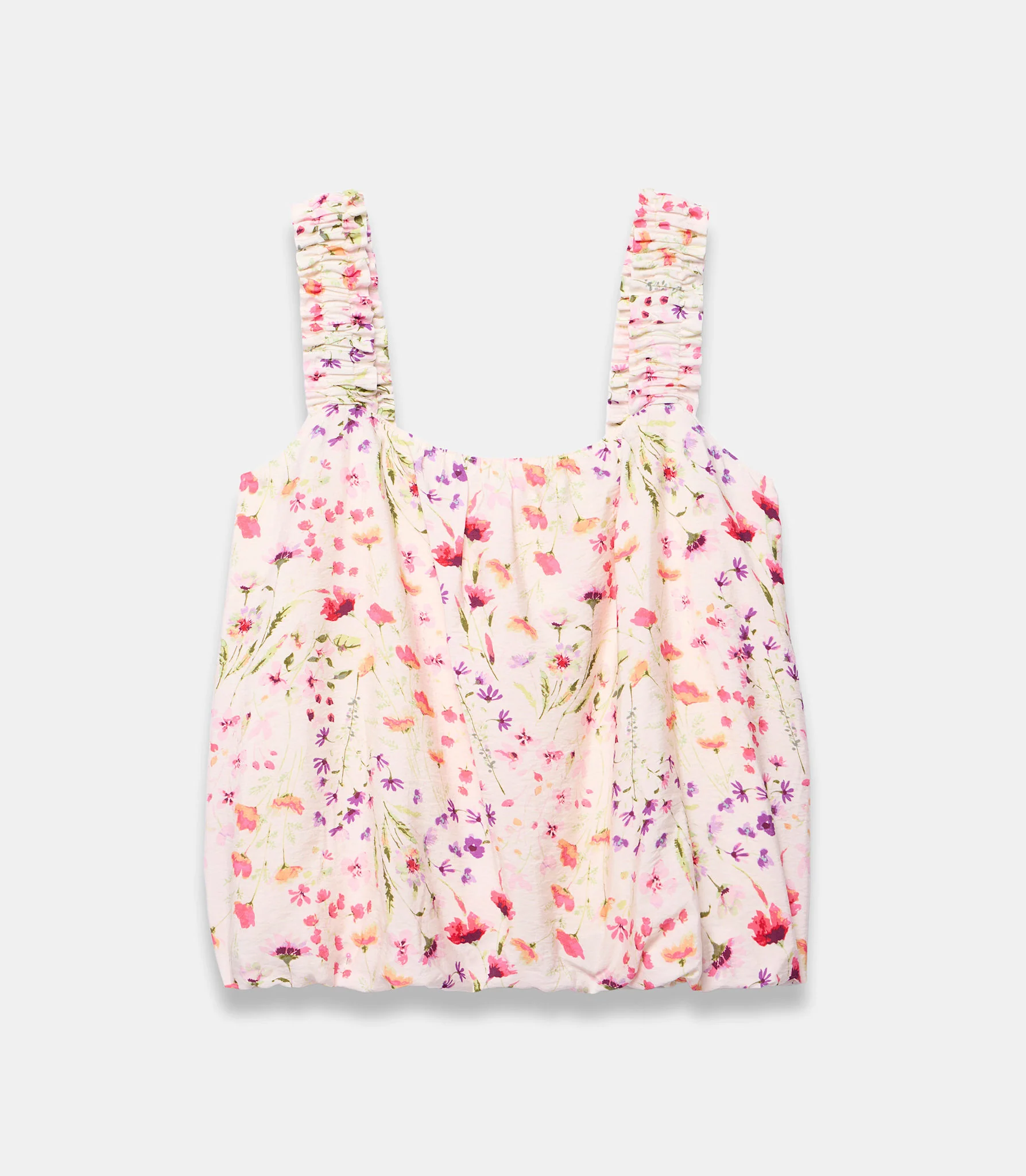 526-pink-floral-print-bubble-hem-top-6.webp Pink Floral Print Bubble Hem Top
