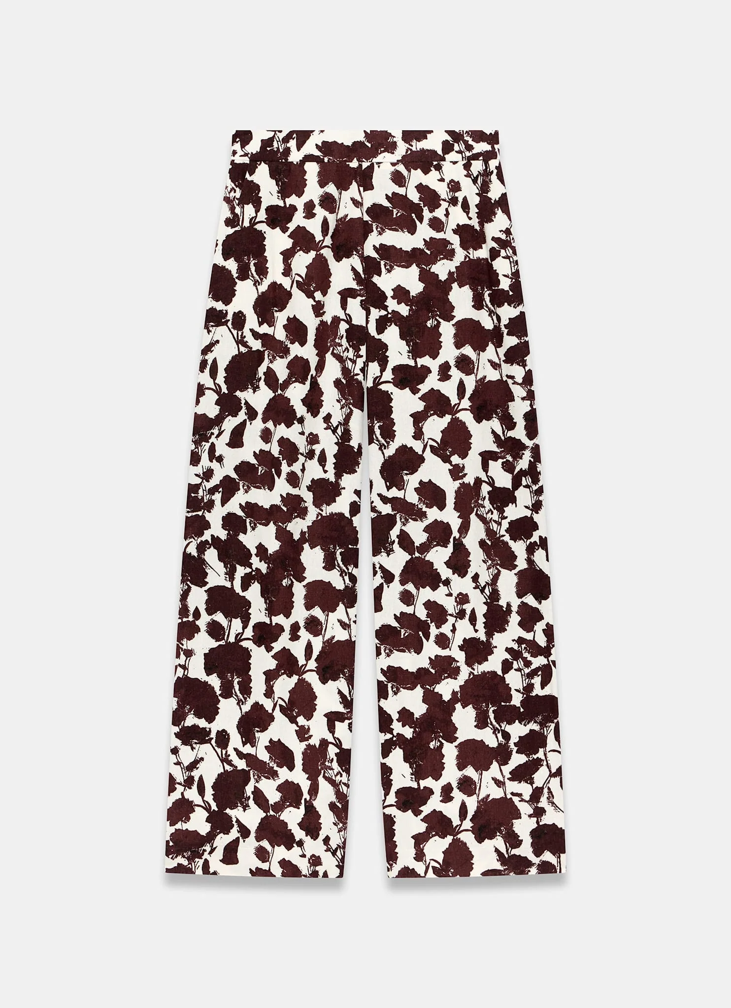 5264-brown-linen-blend-floral-print-wide-leg-trousers-5.webp Brown Linen Blend Floral Print Wide Leg Trousers