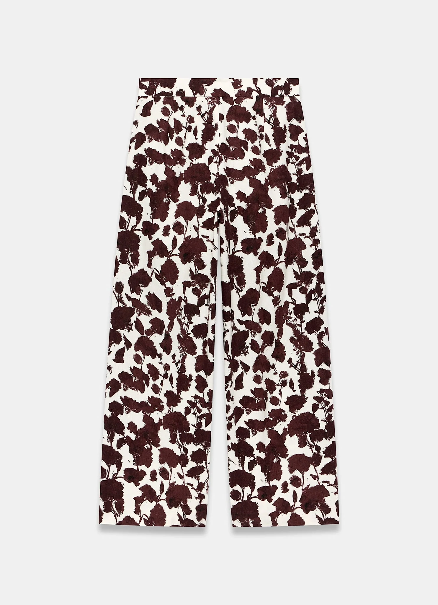 5264-brown-linen-blend-floral-print-wide-leg-trousers-6.webp Brown Linen Blend Floral Print Wide Leg Trousers