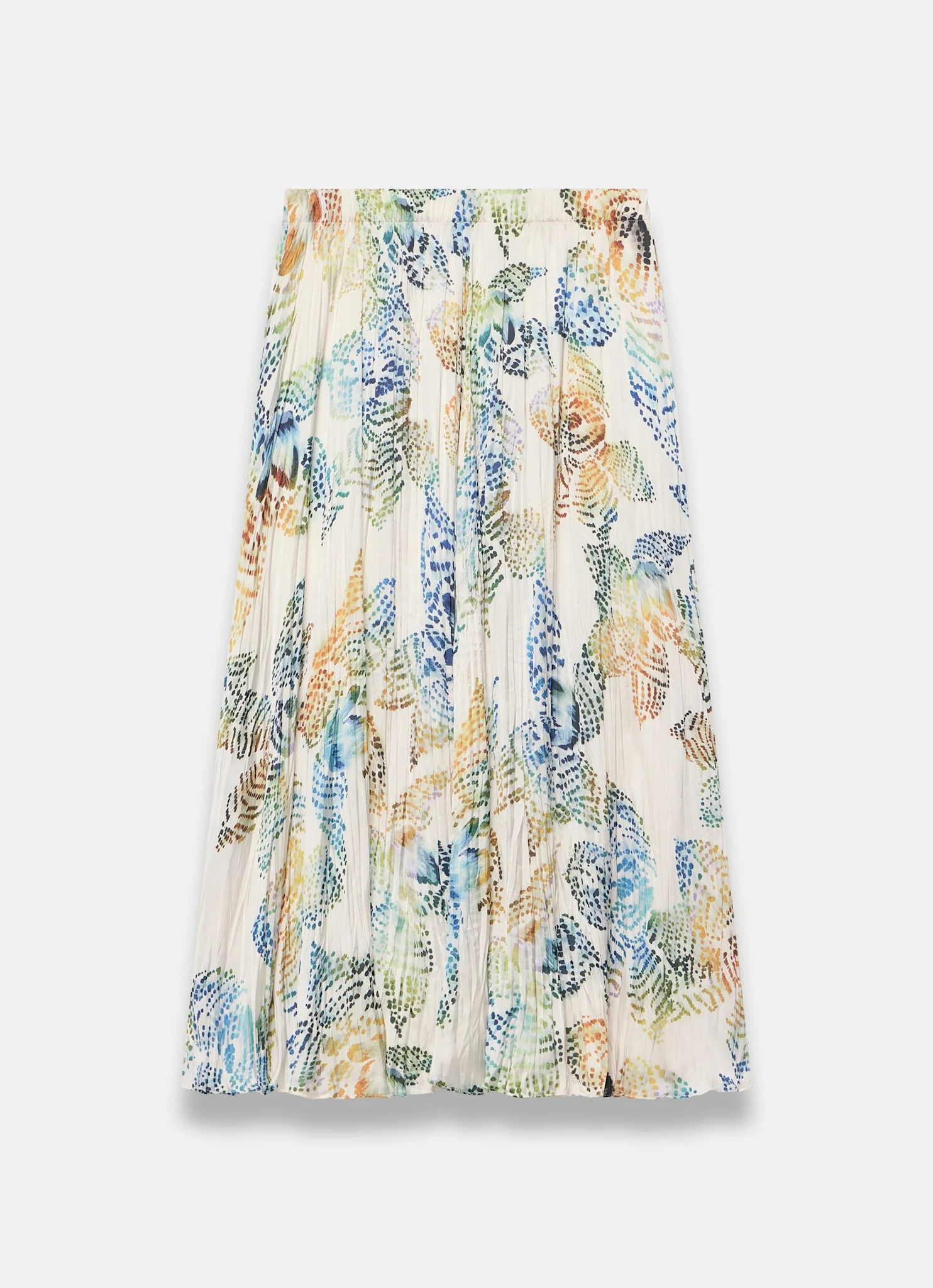 Cream Floral Print Crinkle Maxi Skirt