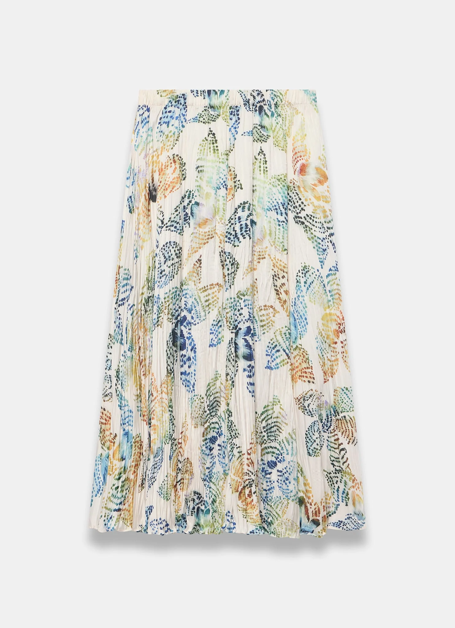 Cream Floral Print Crinkle Maxi Skirt