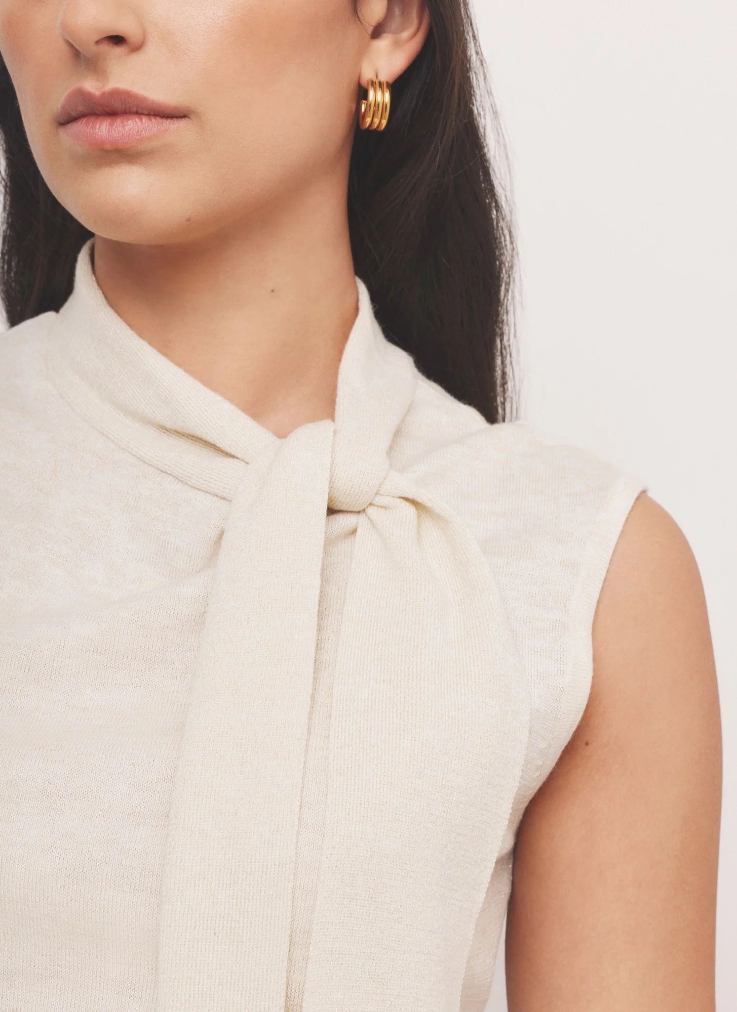 5322-gold-metallic-knit-tie-neck-top-3.webp Gold Metallic Knit Tie Neck Top