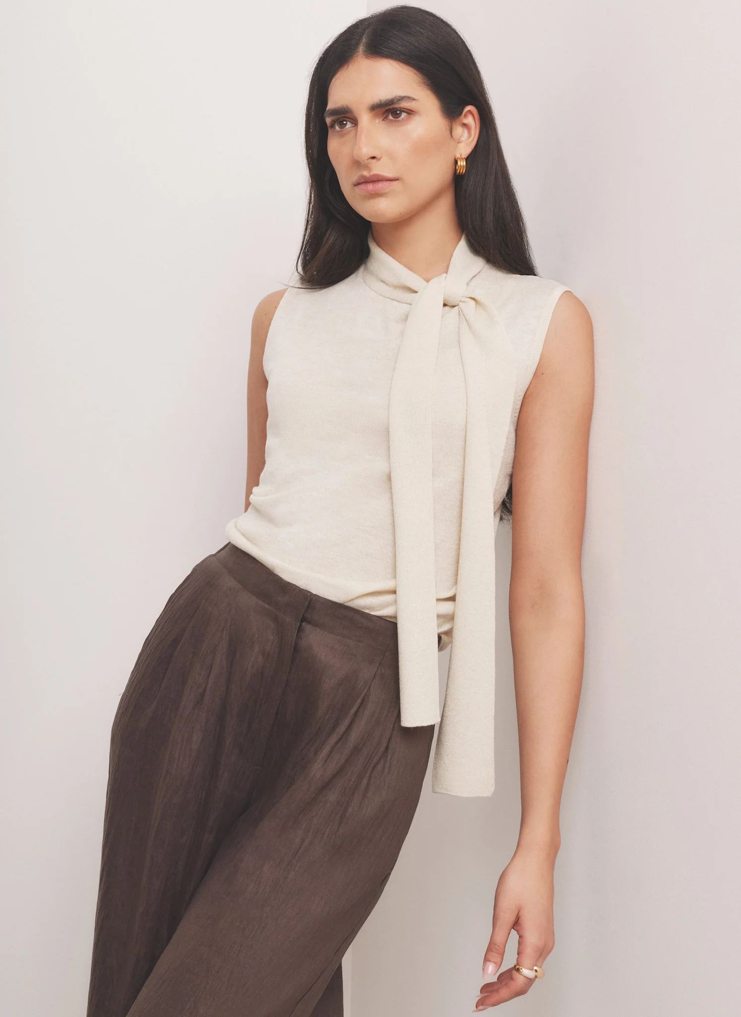5322-gold-metallic-knit-tie-neck-top-5.webp Gold Metallic Knit Tie Neck Top