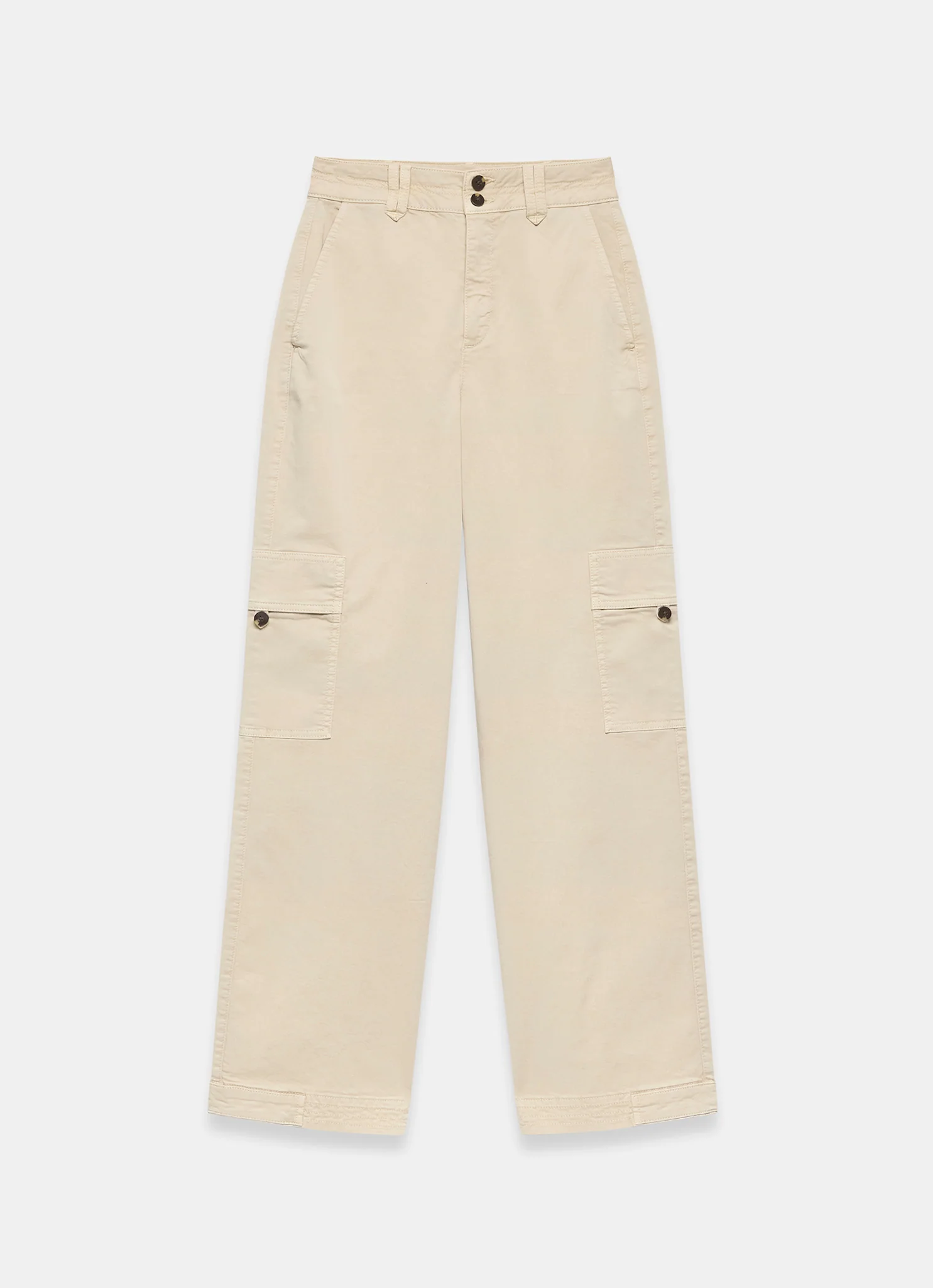 Neutral Straight Utility Chino Trousers