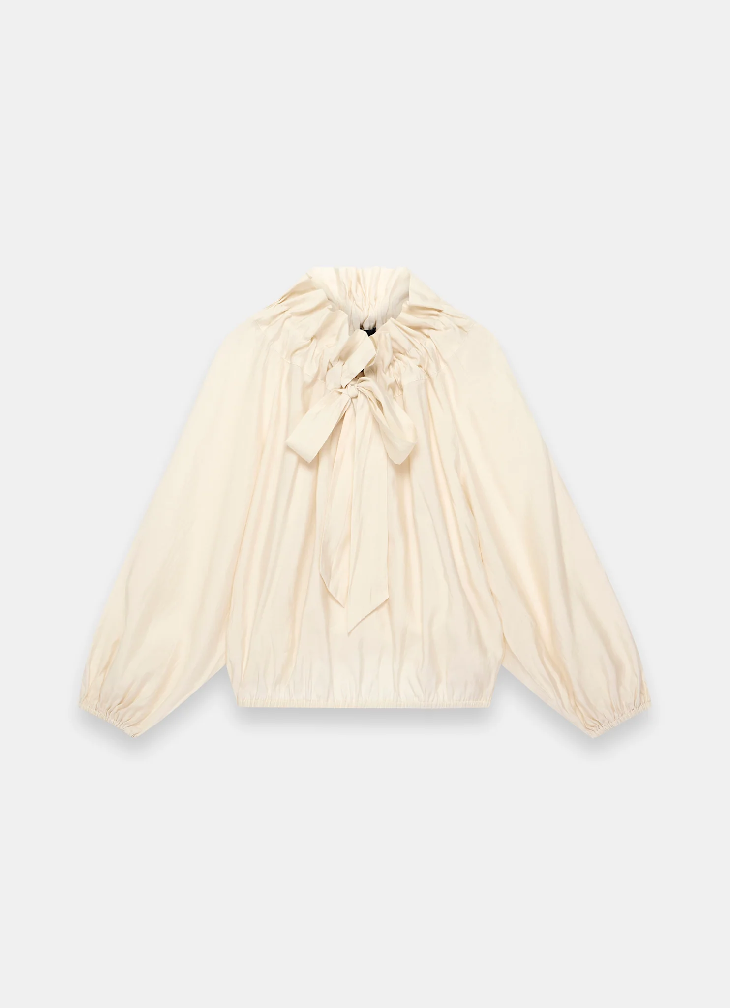 5368-cream-blouson-tie-neck-blouse-6.webp Cream Blouson Tie Neck Blouse