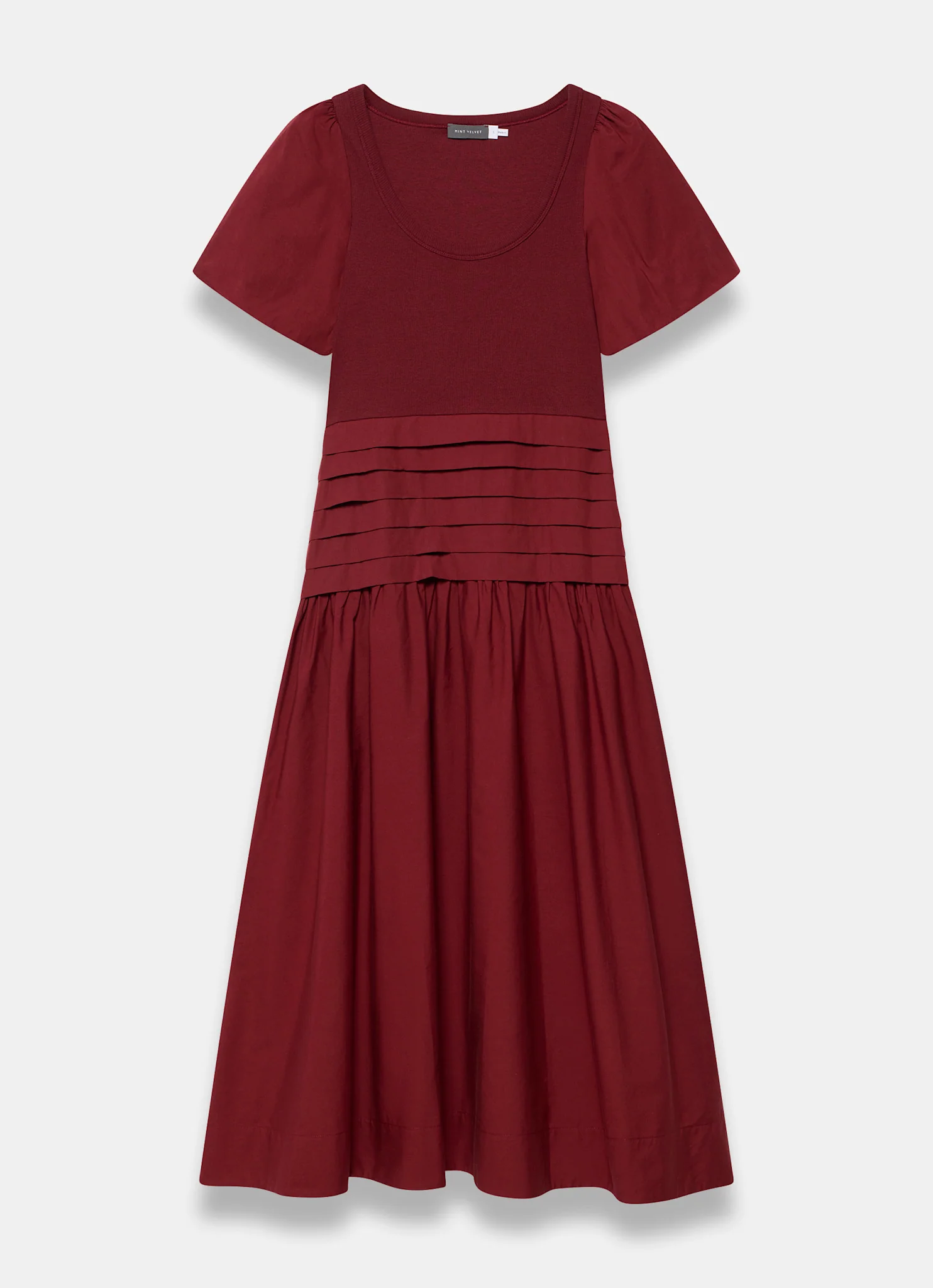 Burgundy Cotton Blend Maxi Dress