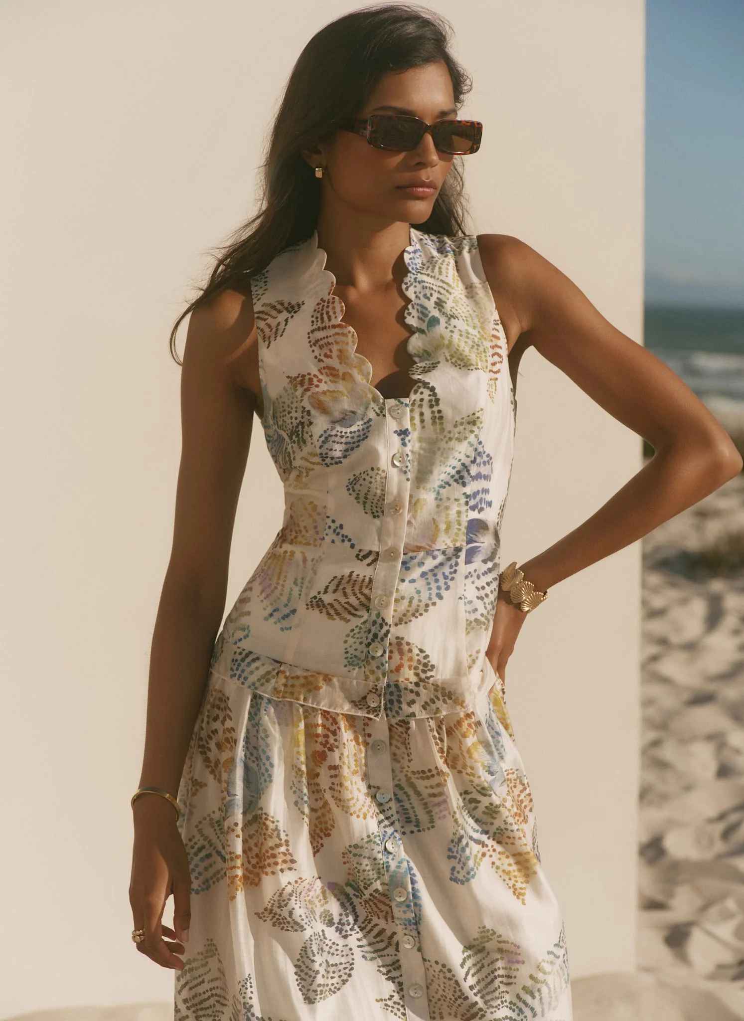 5396-cream-floral-print-drop-waist-midi-dress-3.webp Cream Floral Print Drop Waist Midi Dress