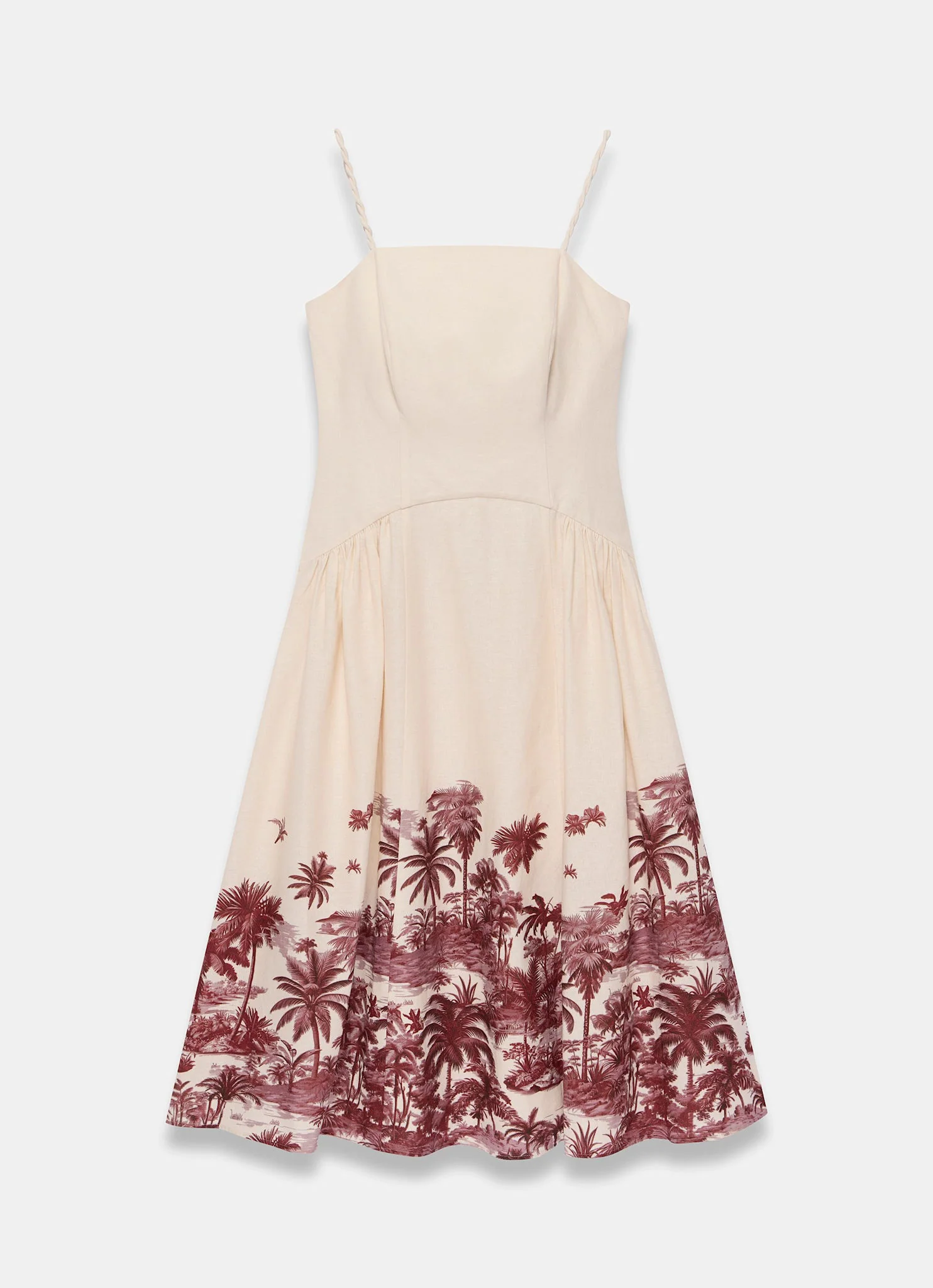 540-cream-linen-blend-palm-print-midi-dress-7.webp Cream Linen Blend Palm Print Midi Dress