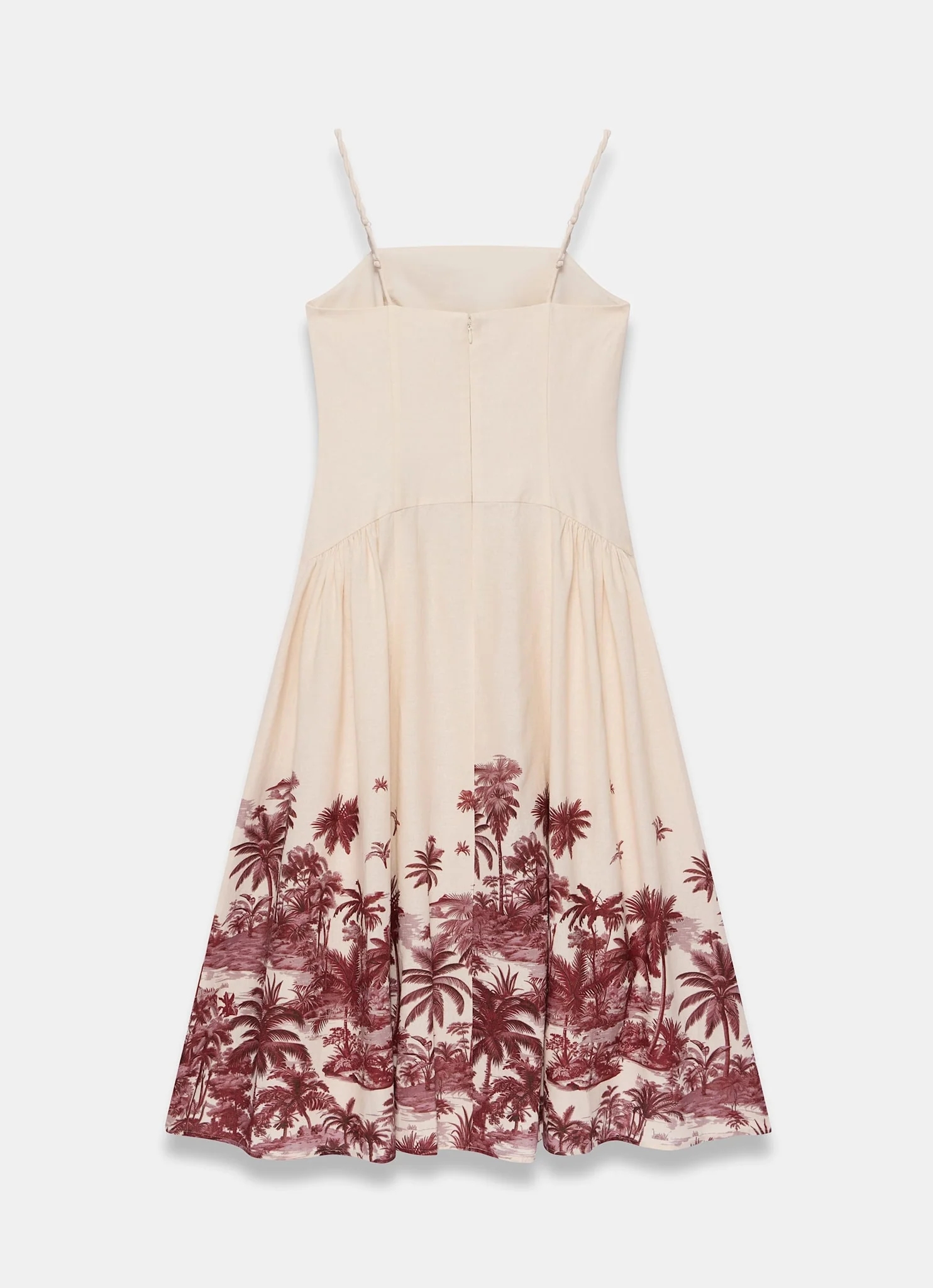 540-cream-linen-blend-palm-print-midi-dress-8.webp Cream Linen Blend Palm Print Midi Dress