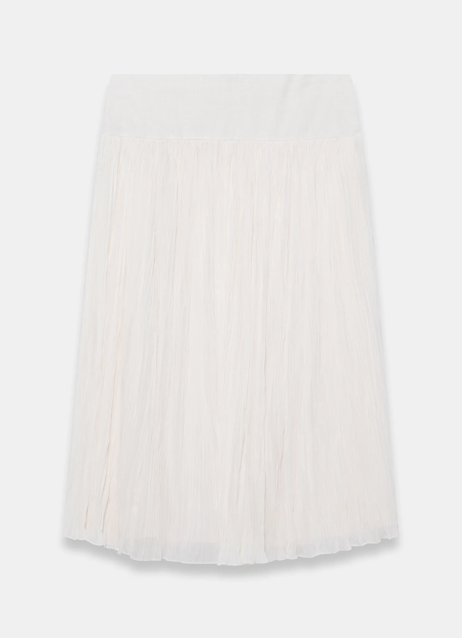 Cream Drop Waist Crinkle Midi Skirt