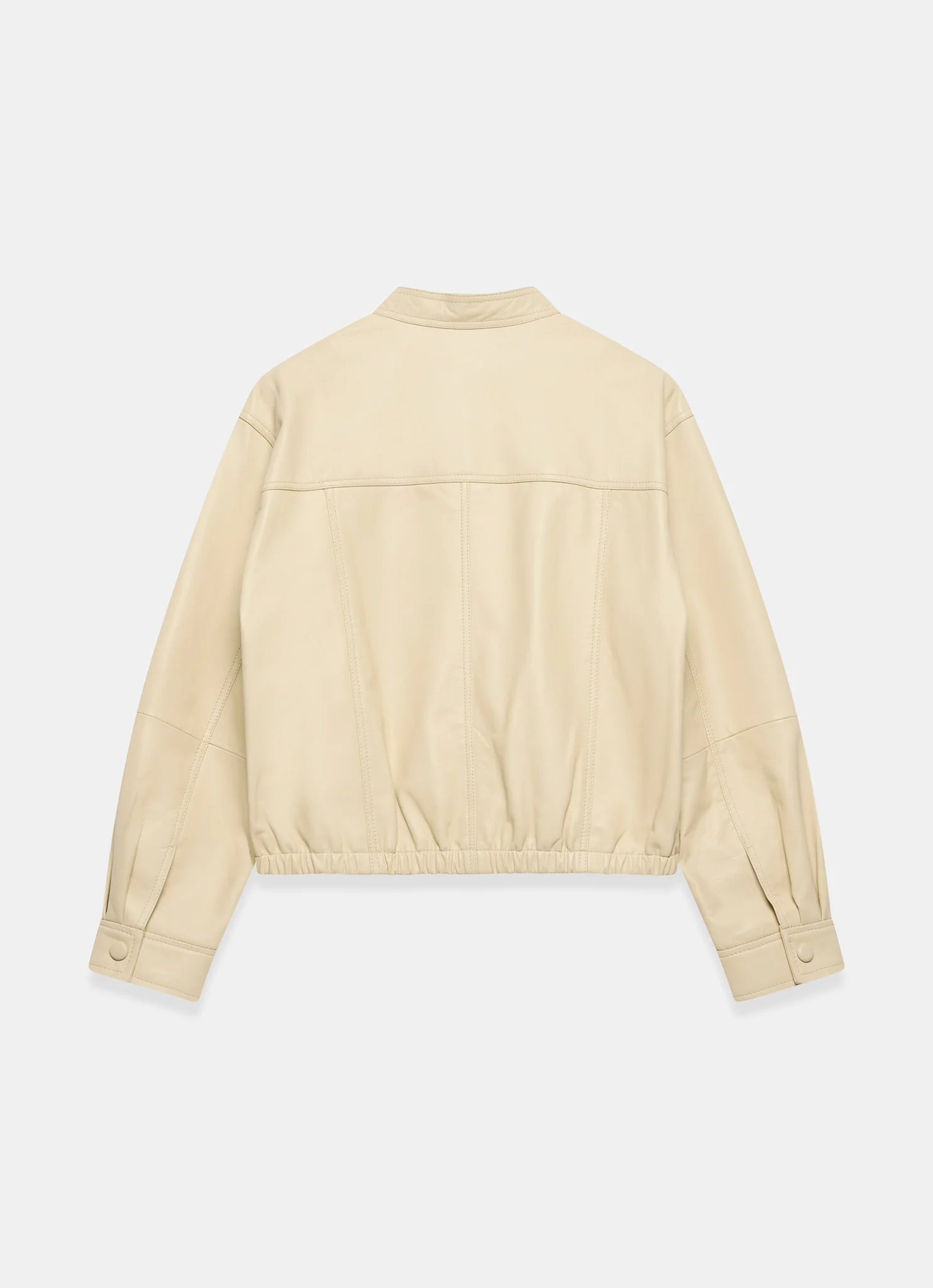 Butter Yellow Leather Cropped Pilot Bomber Jacket