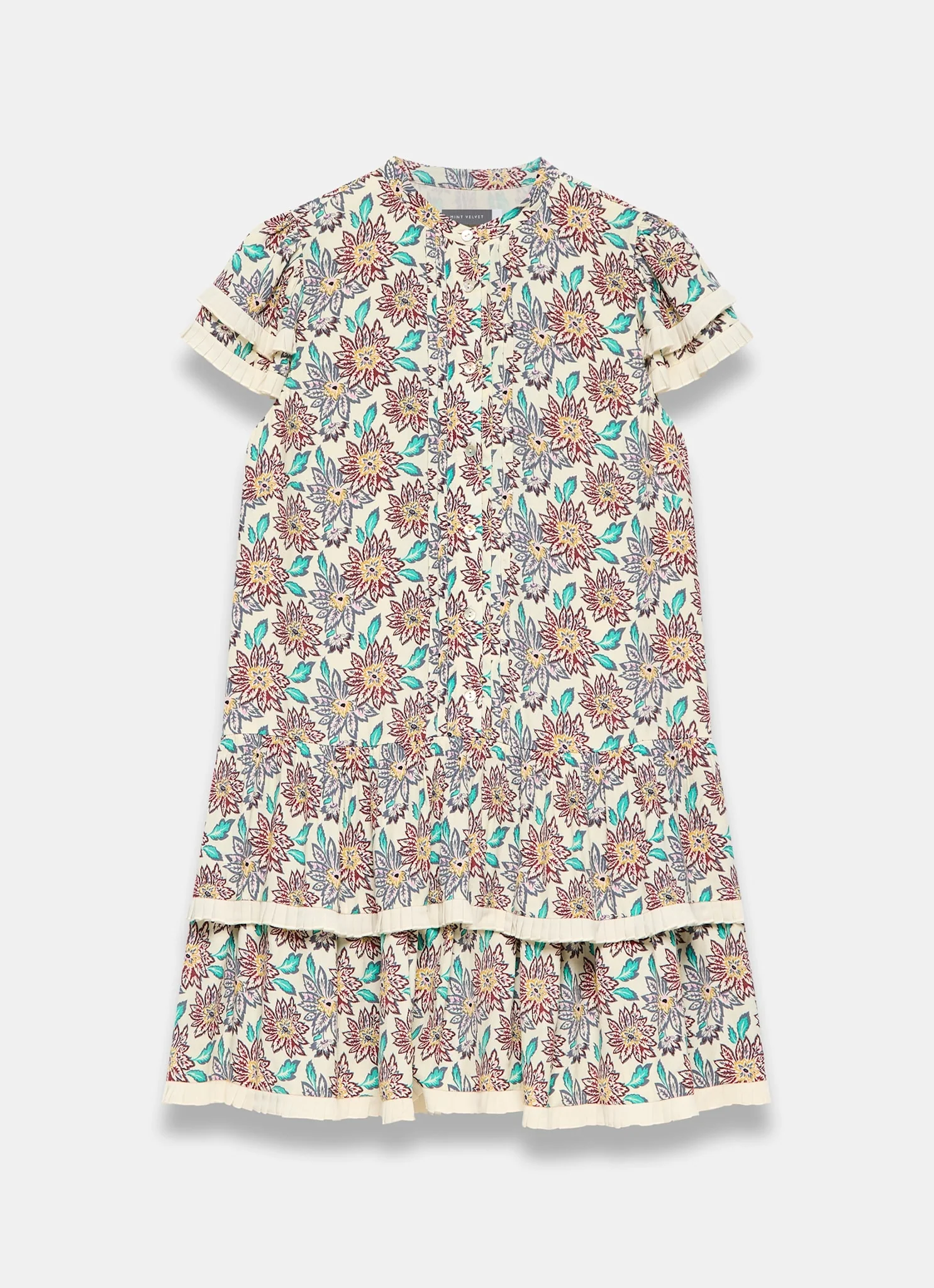 Cream Floral Print Mini Dress