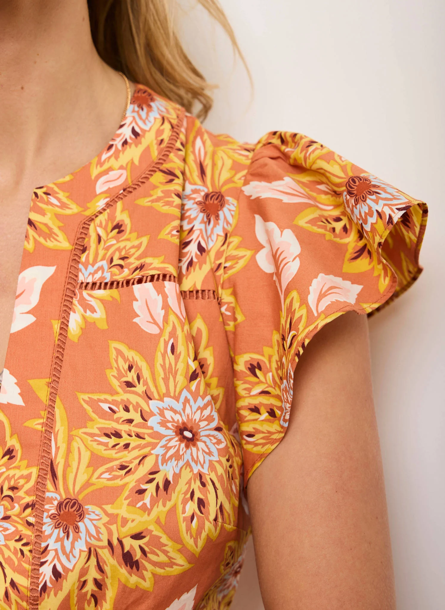 5496-orange-floral-print-cotton-midi-dress-6.webp Orange Floral Print Cotton Midi Dress