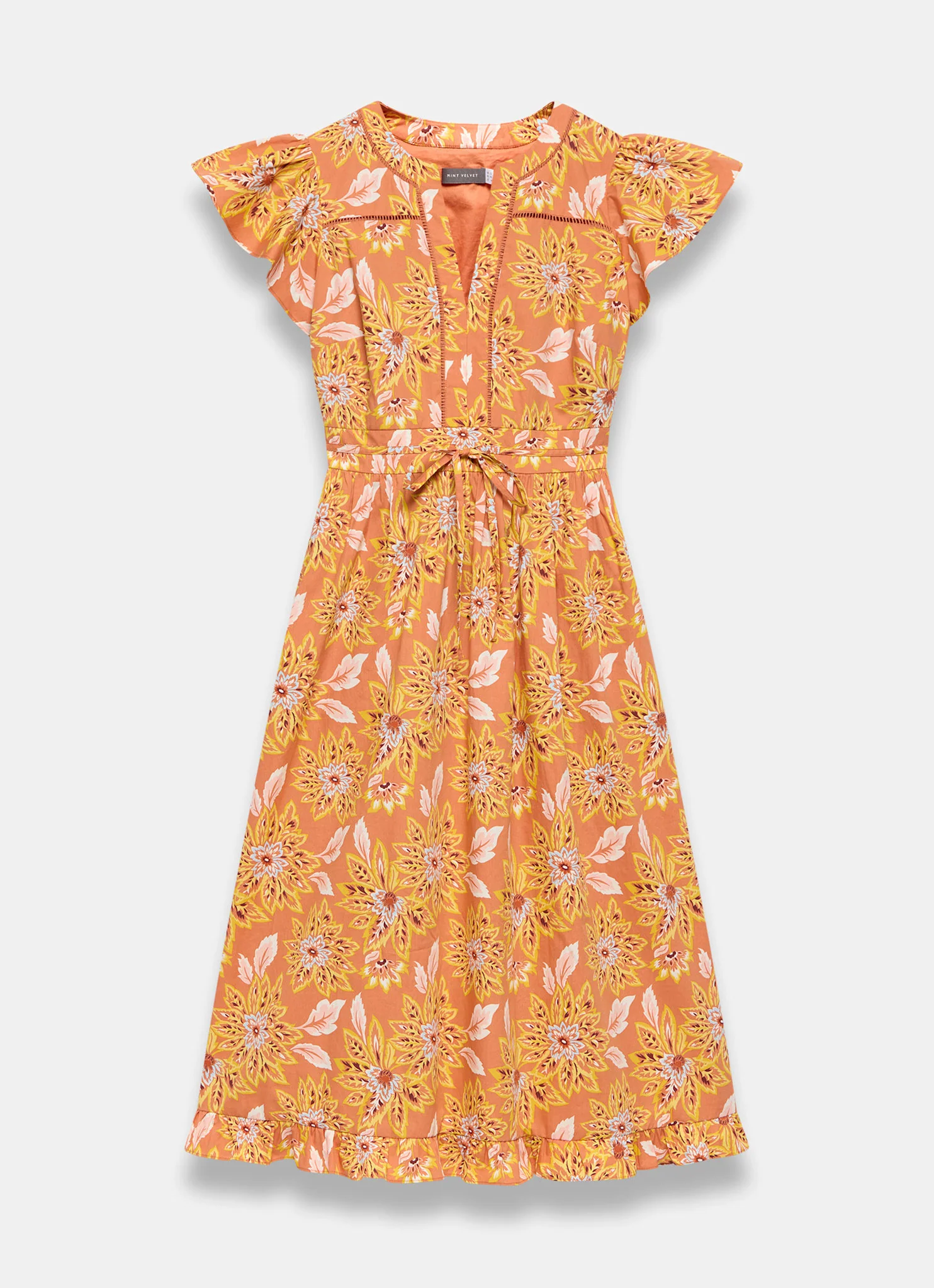 5496-orange-floral-print-cotton-midi-dress-7.webp Orange Floral Print Cotton Midi Dress