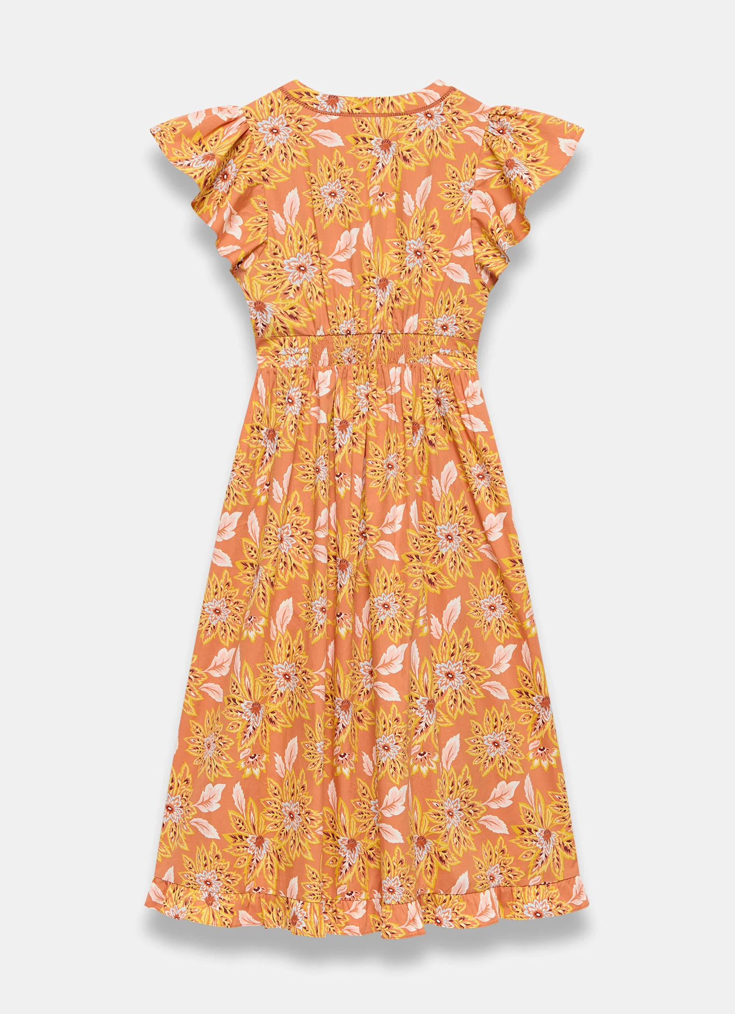 5496-orange-floral-print-cotton-midi-dress-8.webp Orange Floral Print Cotton Midi Dress