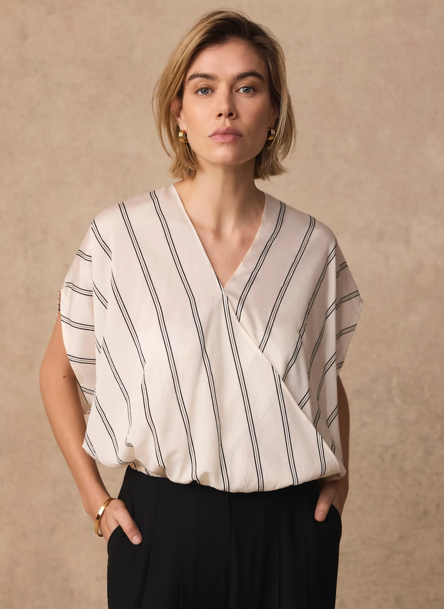 5546-neutral-pinstriped-wrap-blouse-2.webp Neutral Pinstriped Wrap Blouse