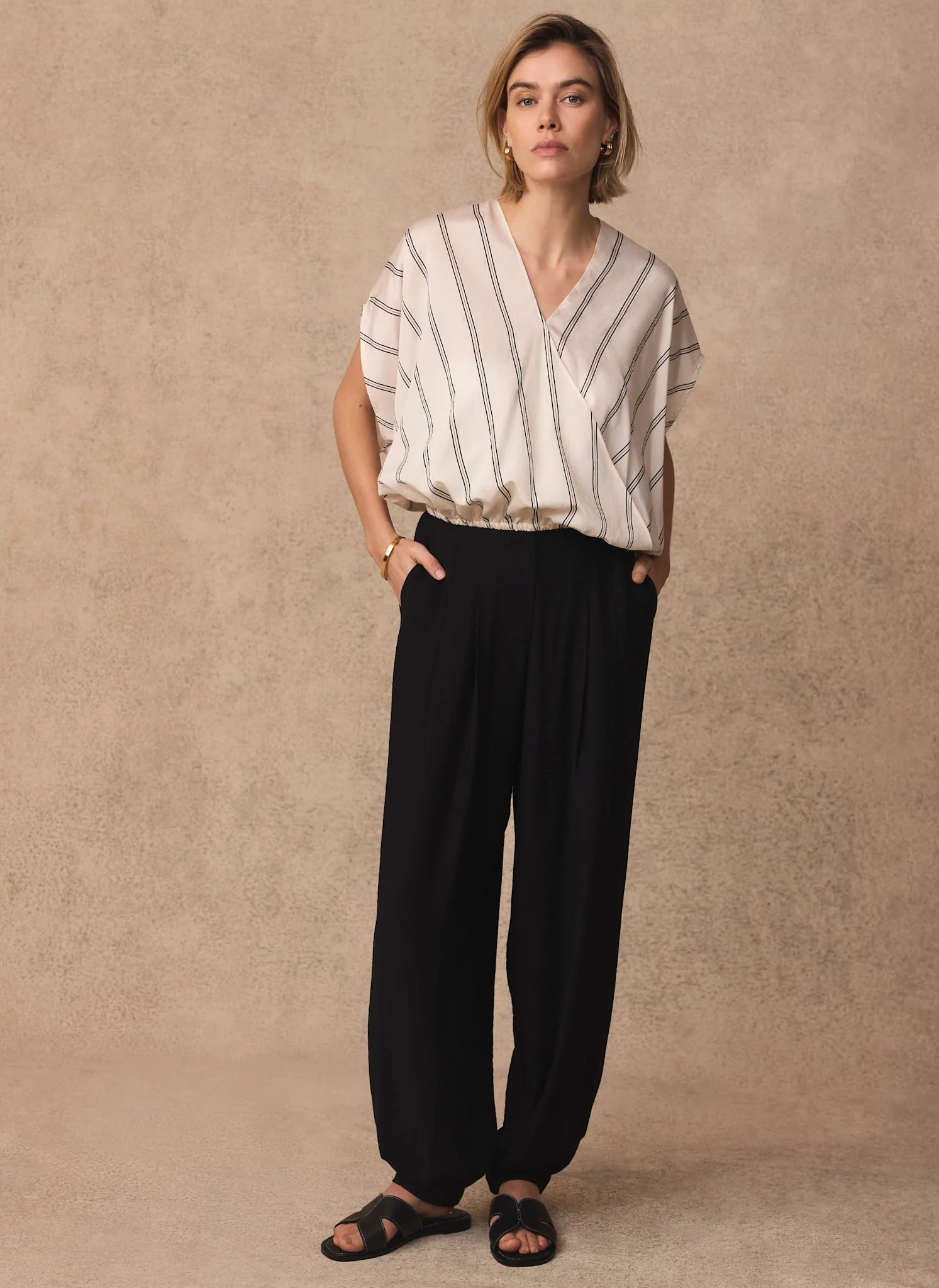 5546-neutral-pinstriped-wrap-blouse-3.webp Neutral Pinstriped Wrap Blouse