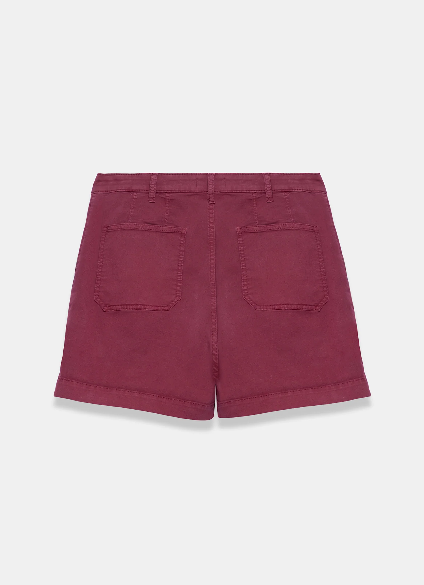 Red Cotton Blend Pleated Chino Shorts