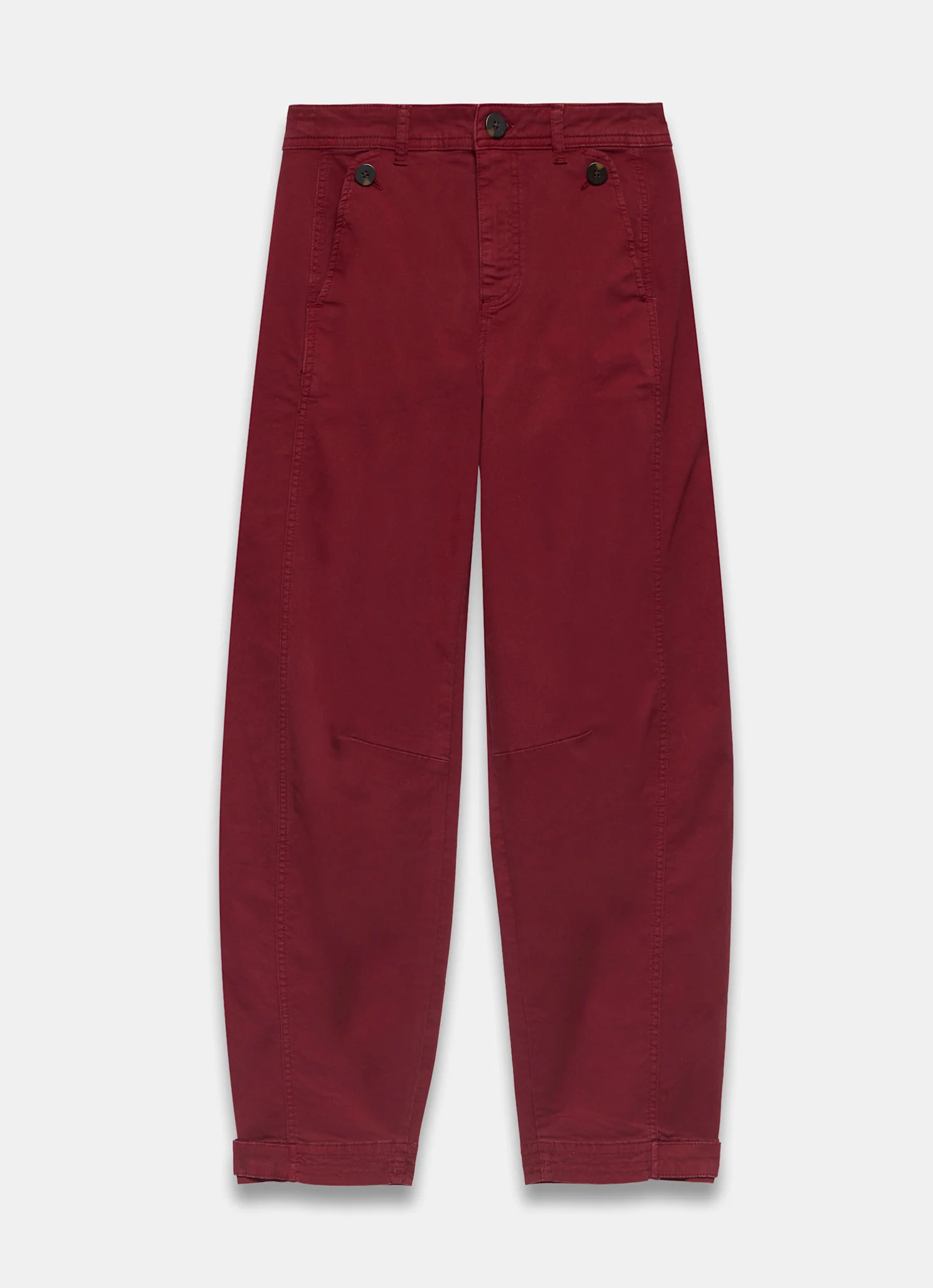 Red Washed Barrel Leg Chino Trousers