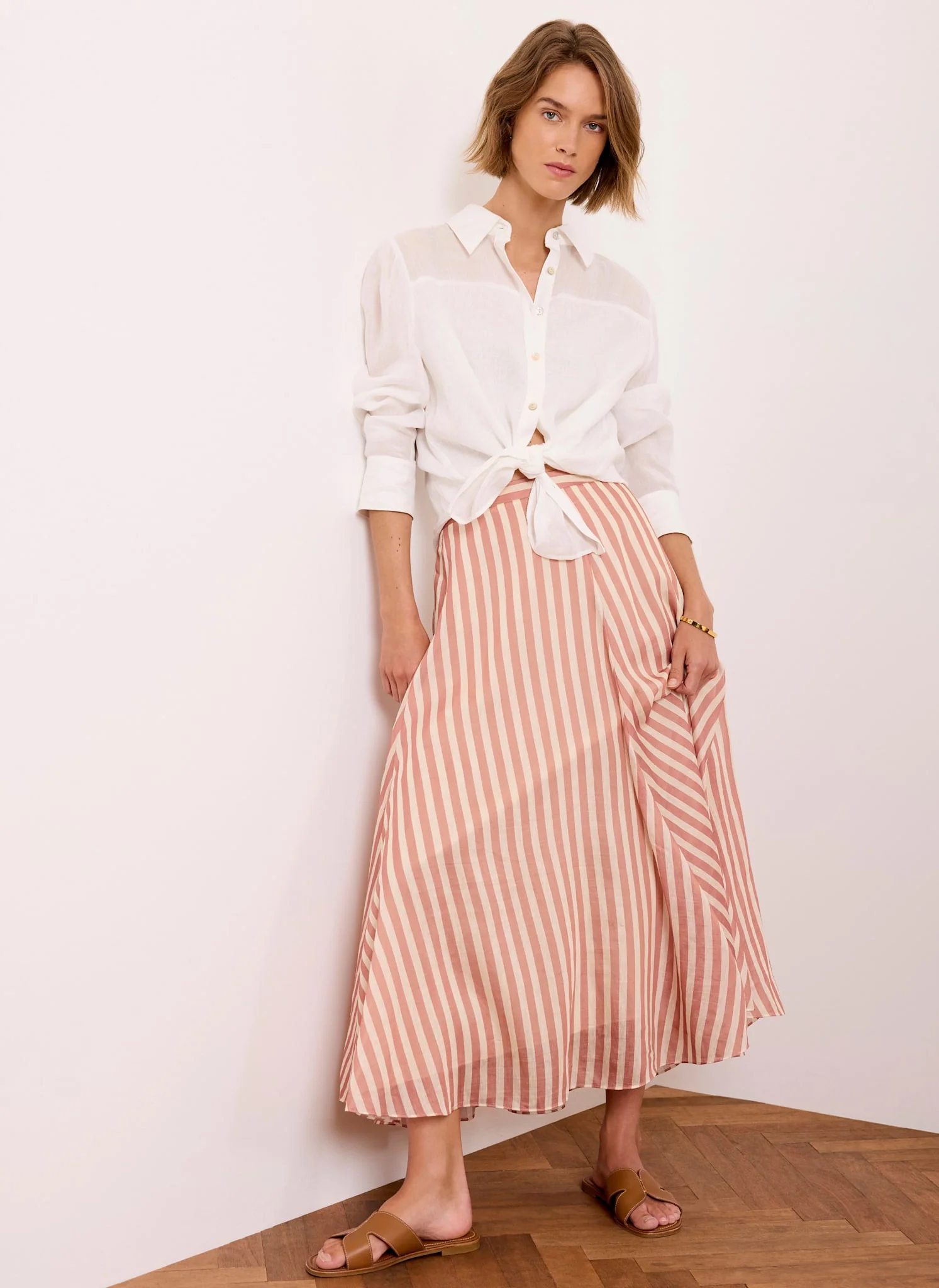 5634-orange-striped-a-line-midi-skirt-2.webp Orange Striped A Line Midi Skirt