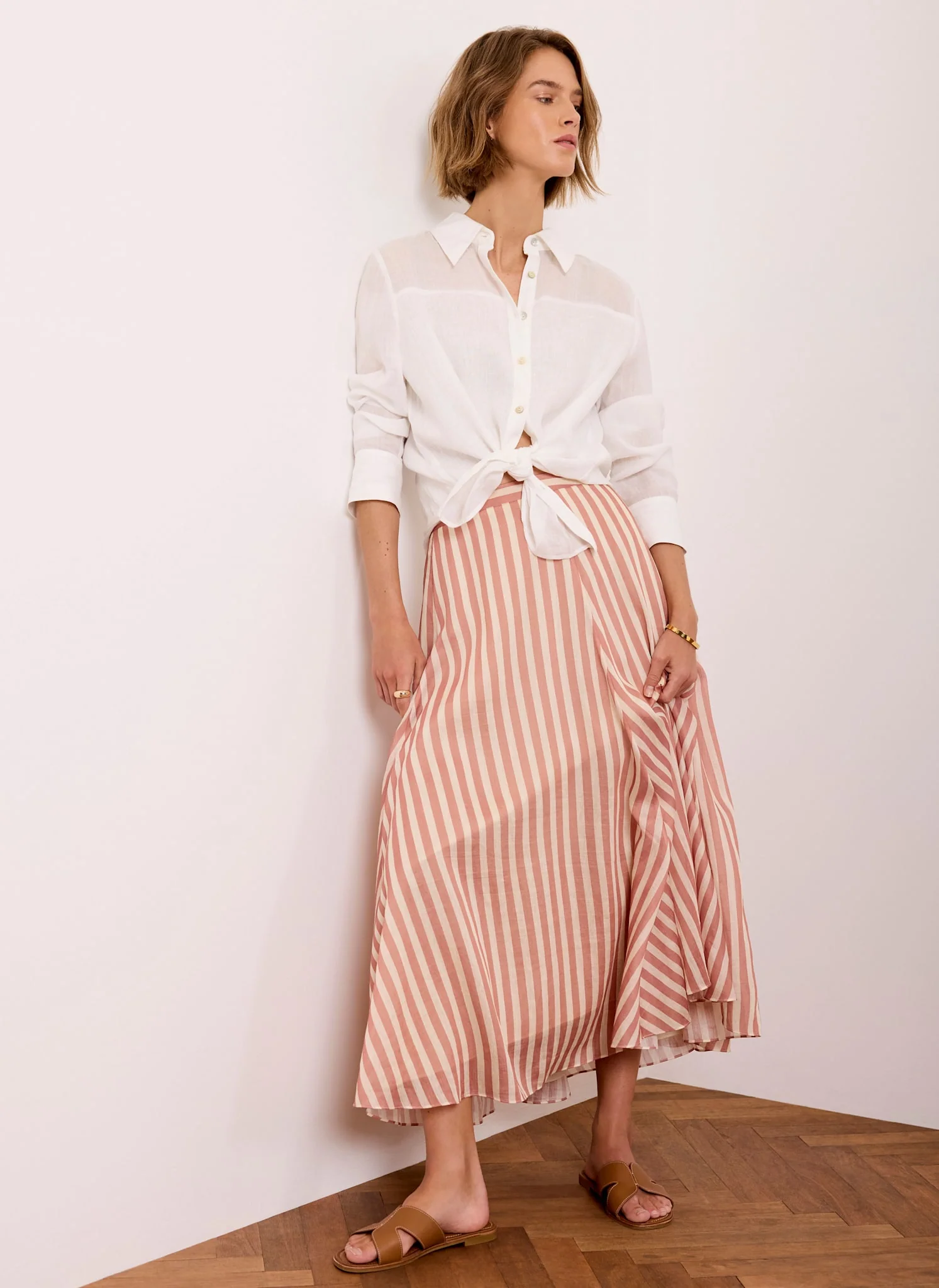5634-orange-striped-a-line-midi-skirt-5.webp Orange Striped A Line Midi Skirt