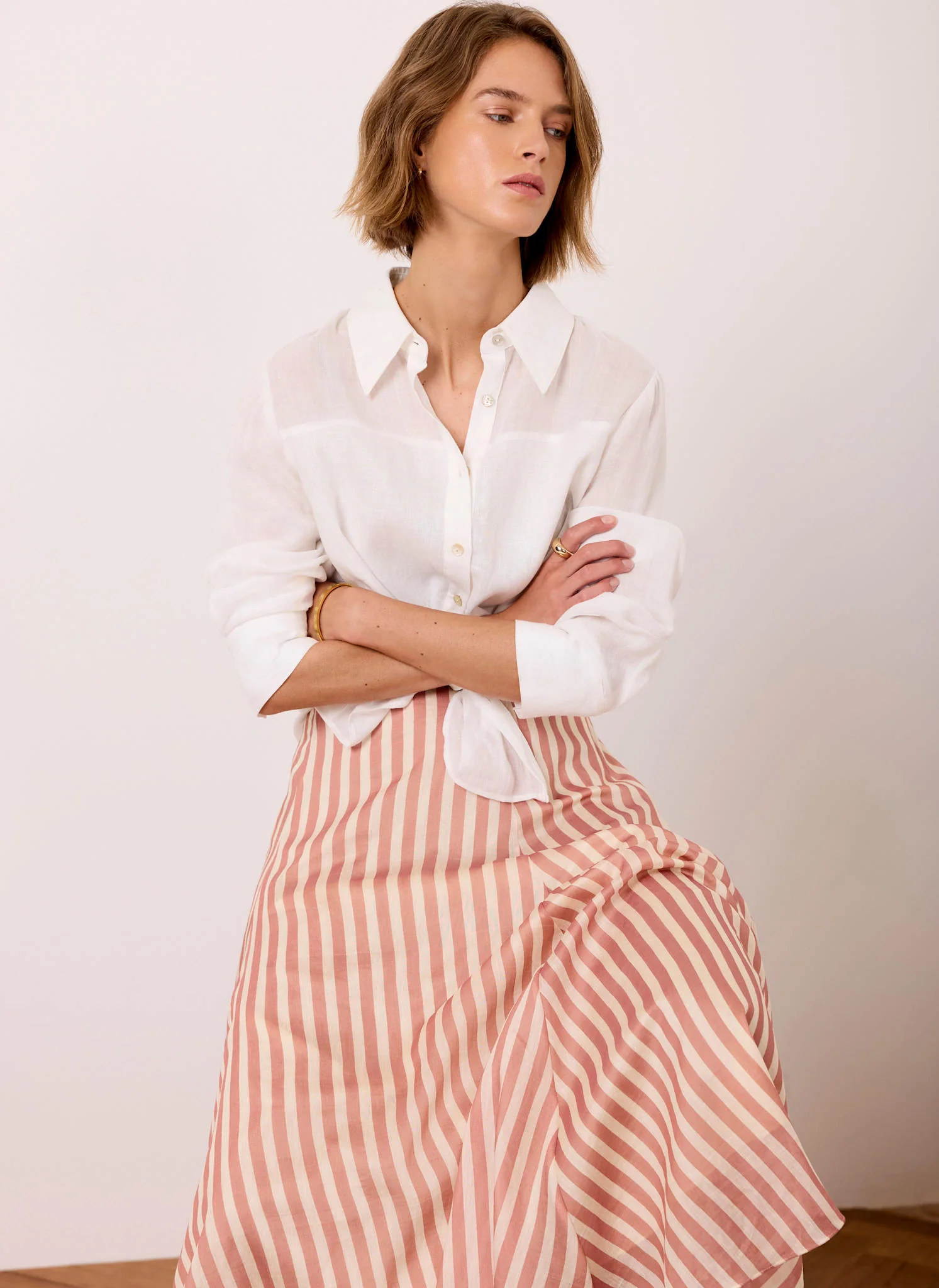 5634-orange-striped-a-line-midi-skirt-6.webp Orange Striped A Line Midi Skirt