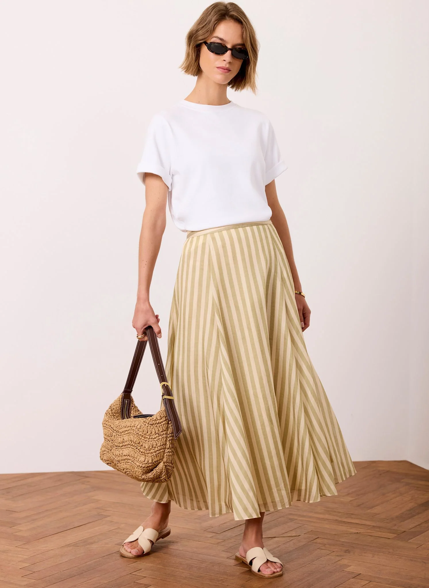 5642-green-striped-a-line-midi-skirt-2.webp Green Striped A Line Midi Skirt
