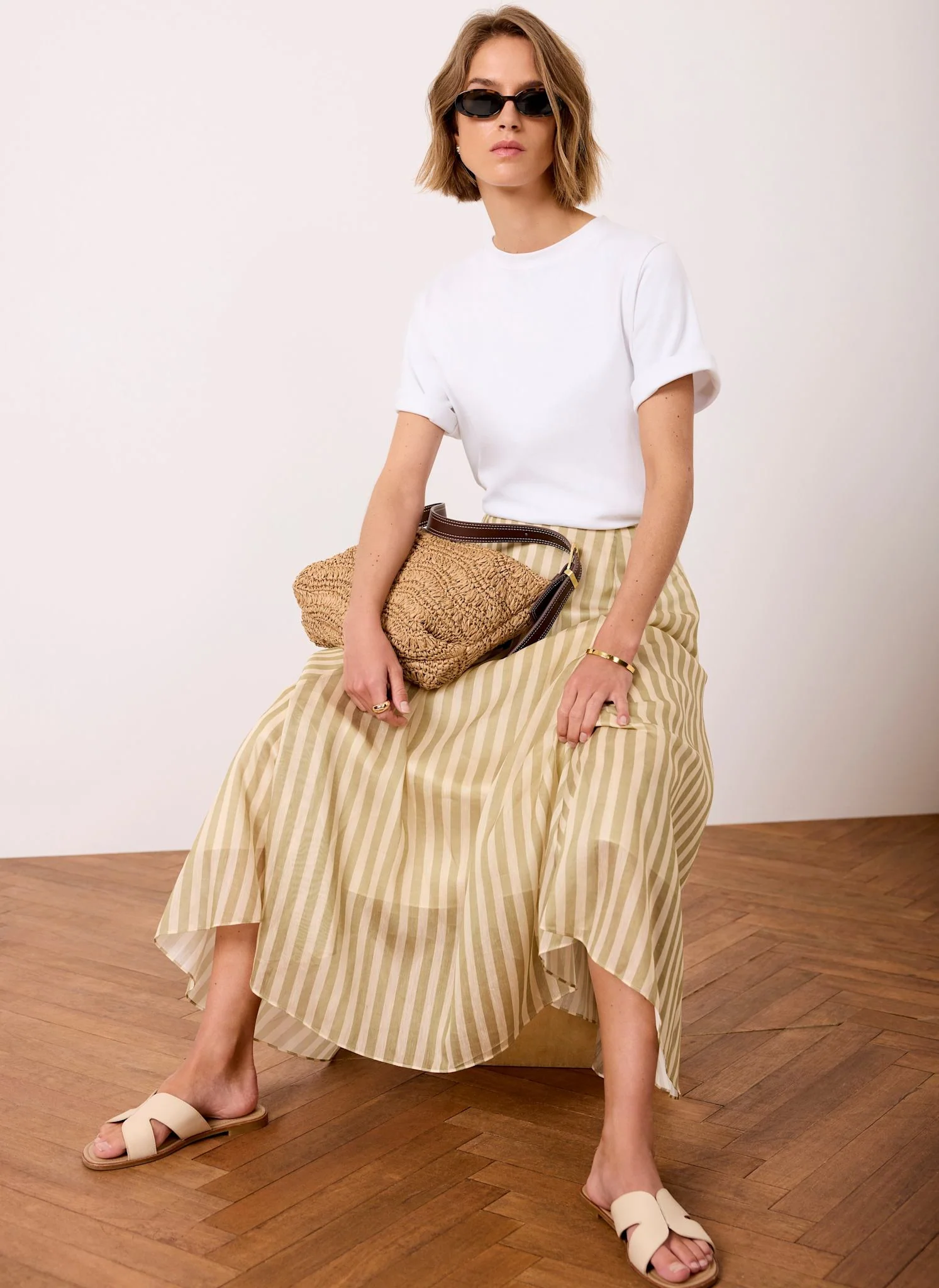5642-green-striped-a-line-midi-skirt-3.webp Green Striped A Line Midi Skirt