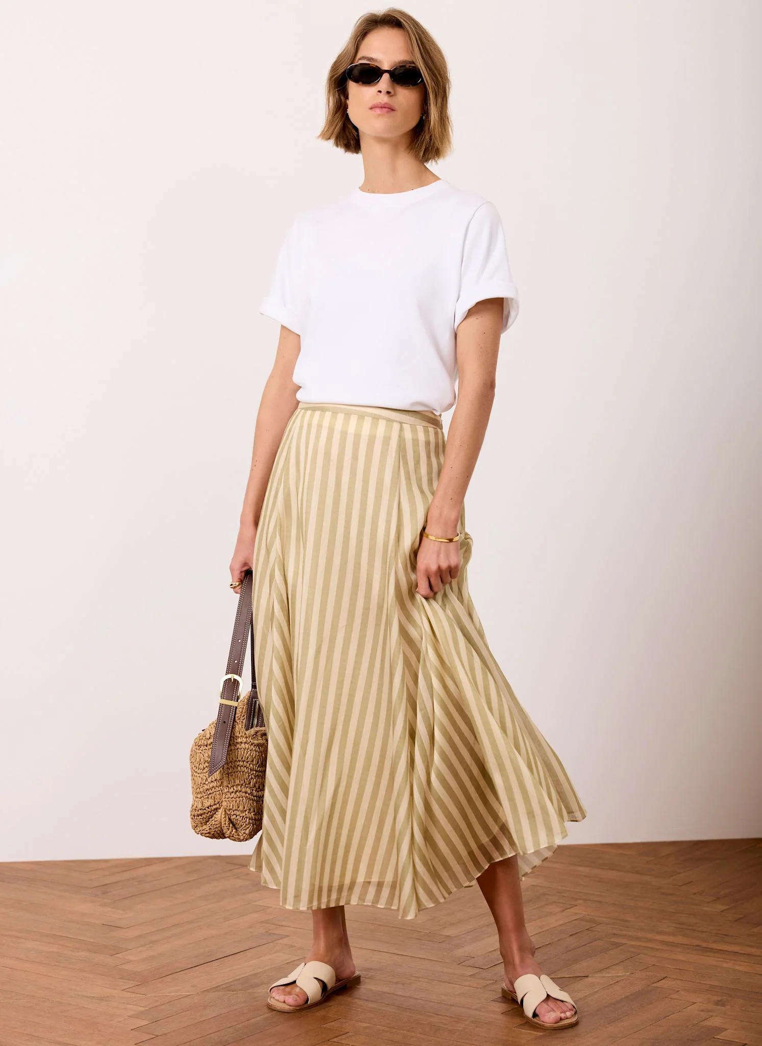 5642-green-striped-a-line-midi-skirt-5.webp Green Striped A Line Midi Skirt