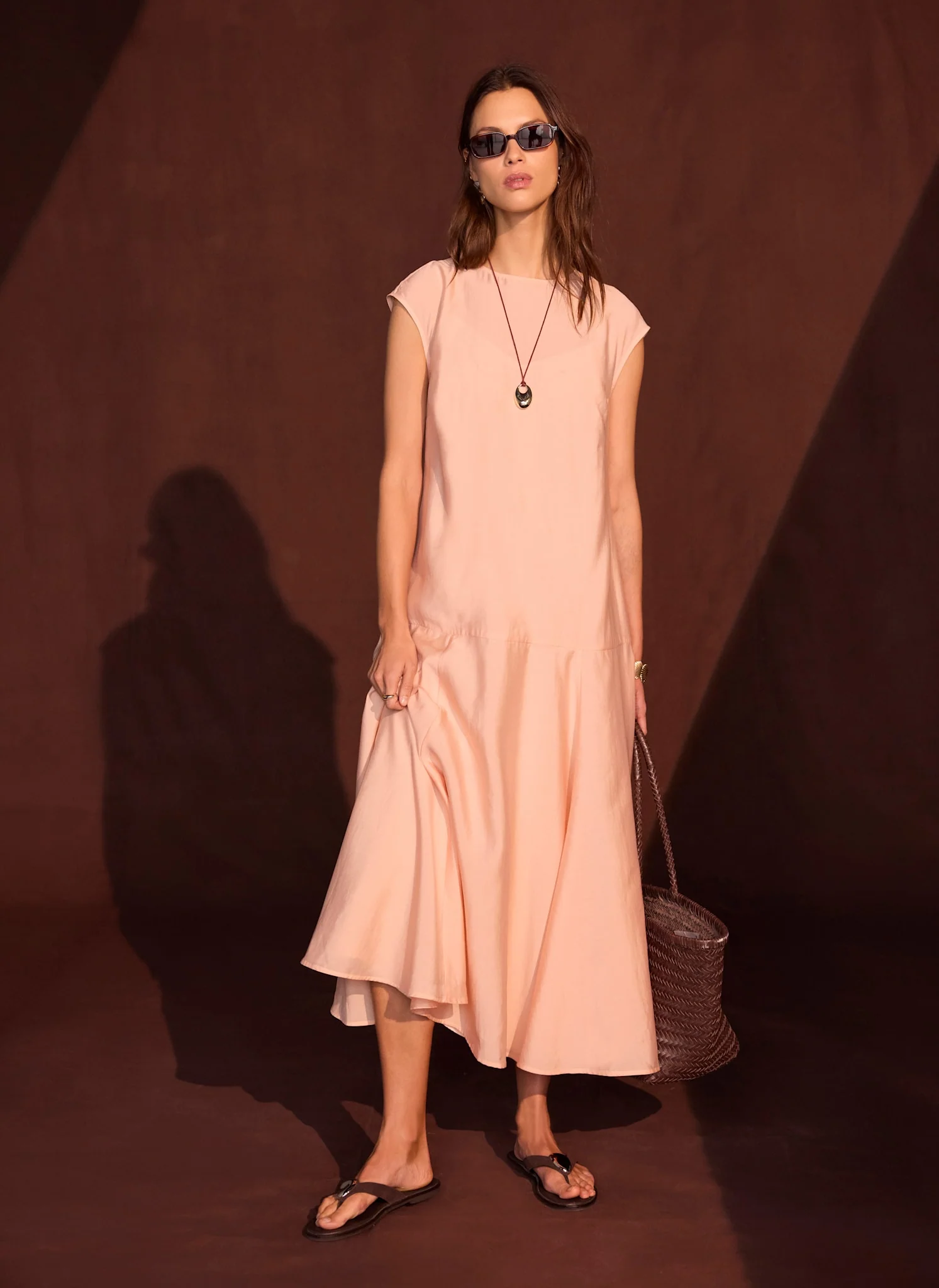 Pink Full Hem Midi Dress