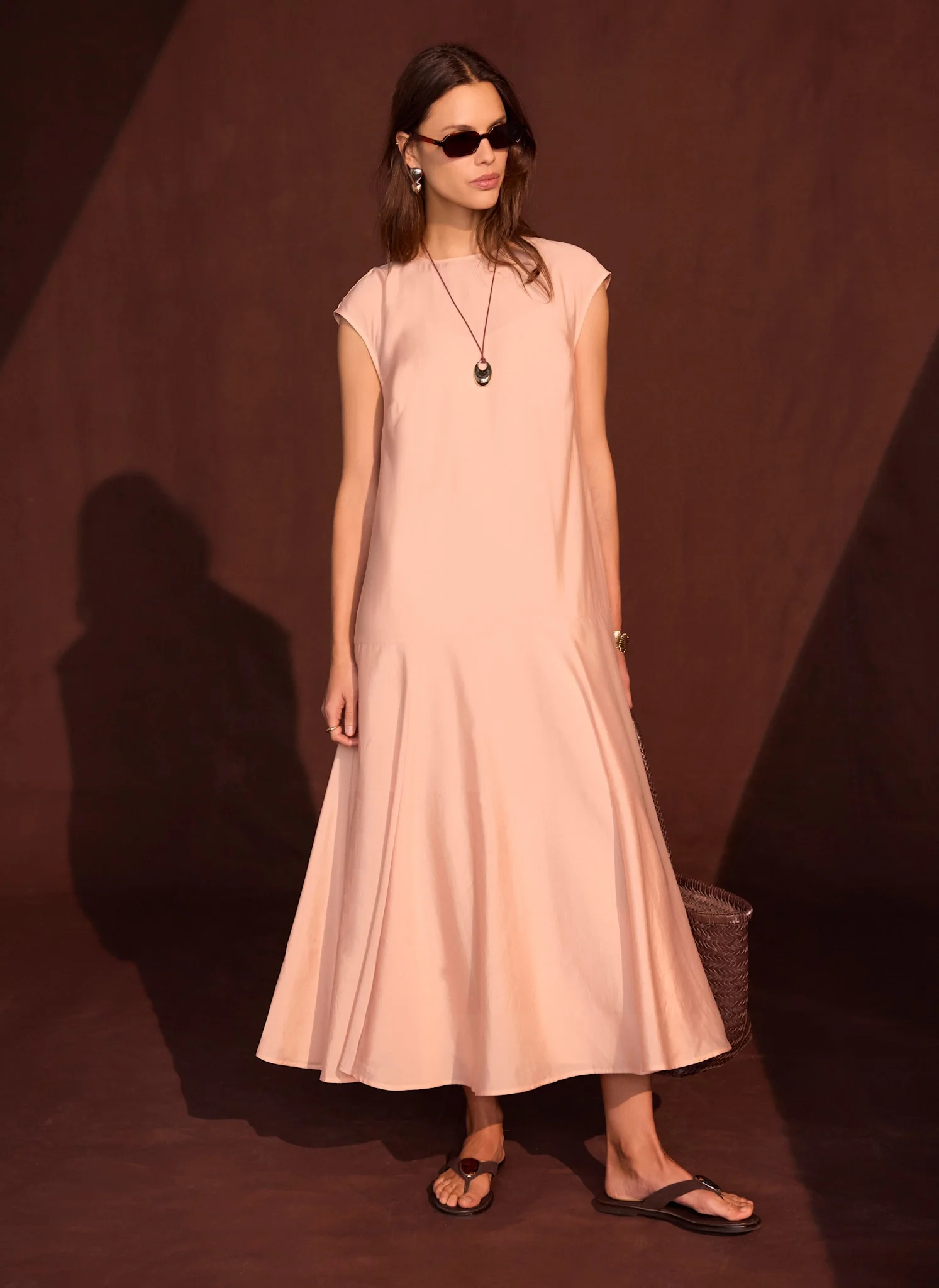 Pink Full Hem Midi Dress