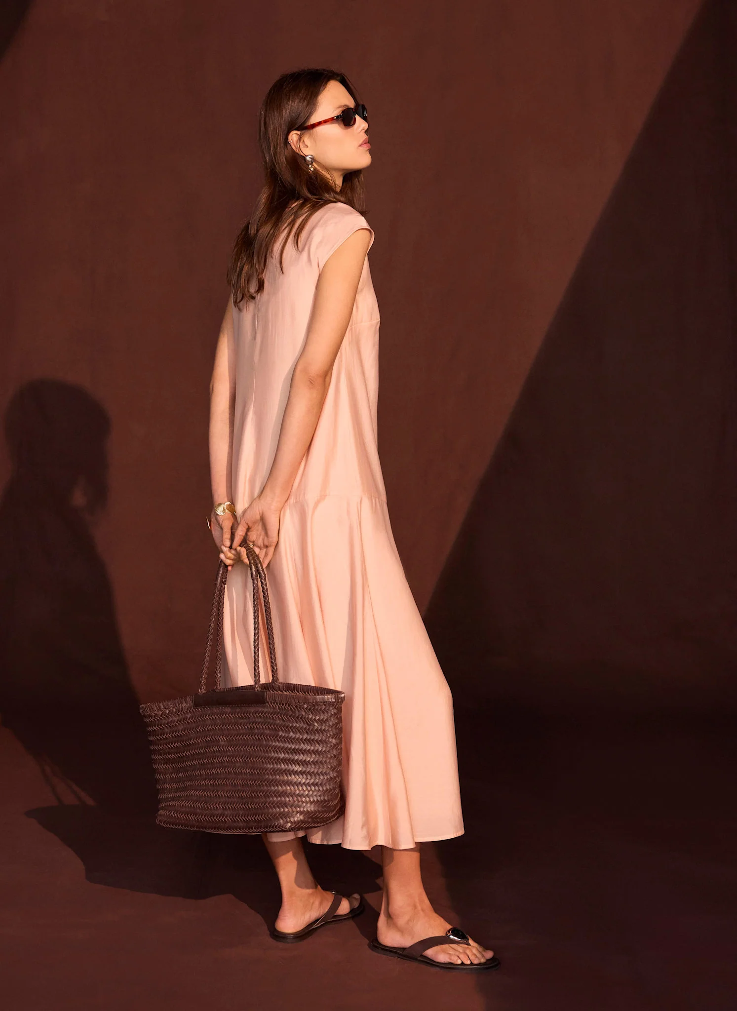 Pink Full Hem Midi Dress