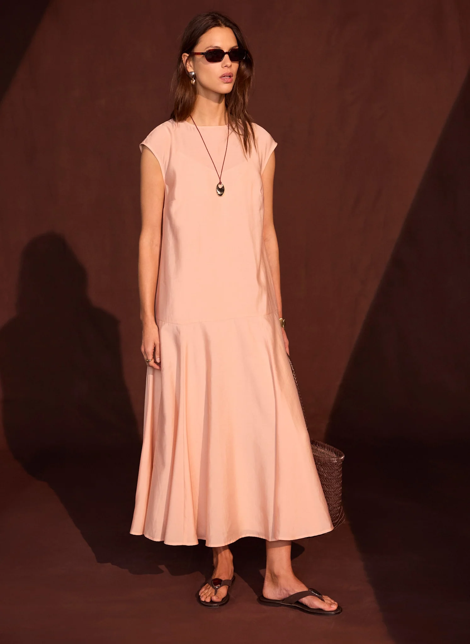 Pink Full Hem Midi Dress