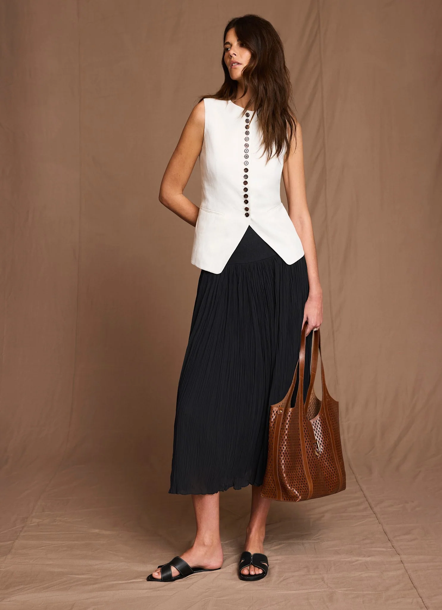 5698-black-drop-waist-crinkle-midi-skirt-1.webp Black Drop Waist Crinkle Midi Skirt