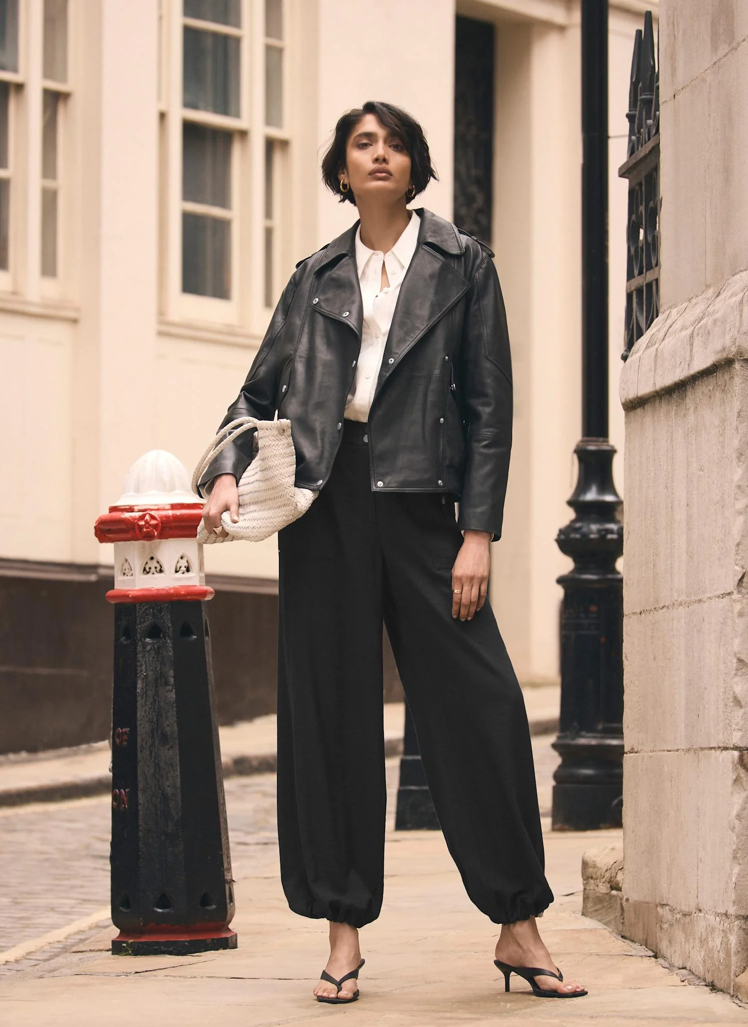 Black Leather Relaxed Biker Jacket