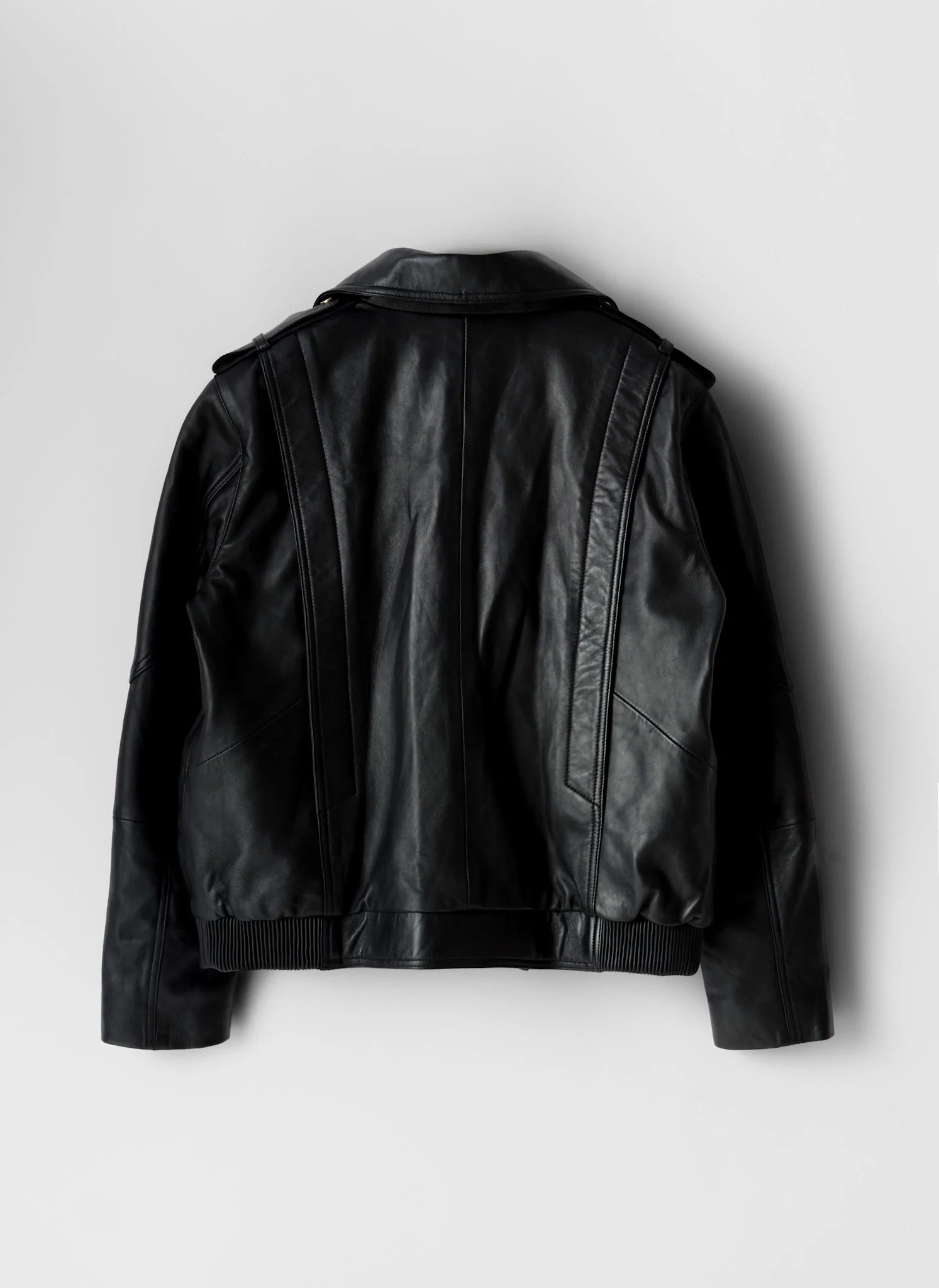 Black Leather Relaxed Biker Jacket