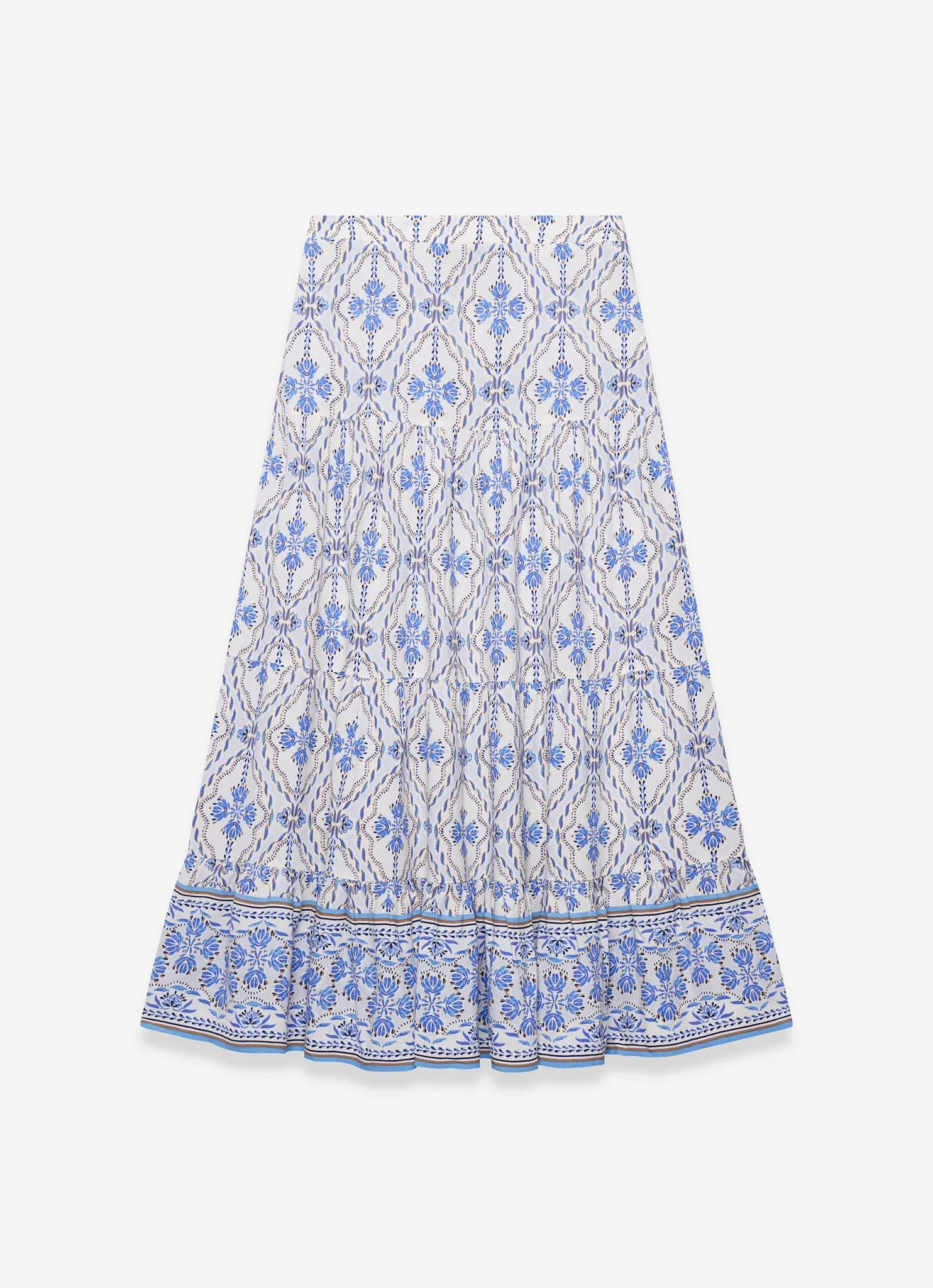 Blue Floral Print Maxi Skirt