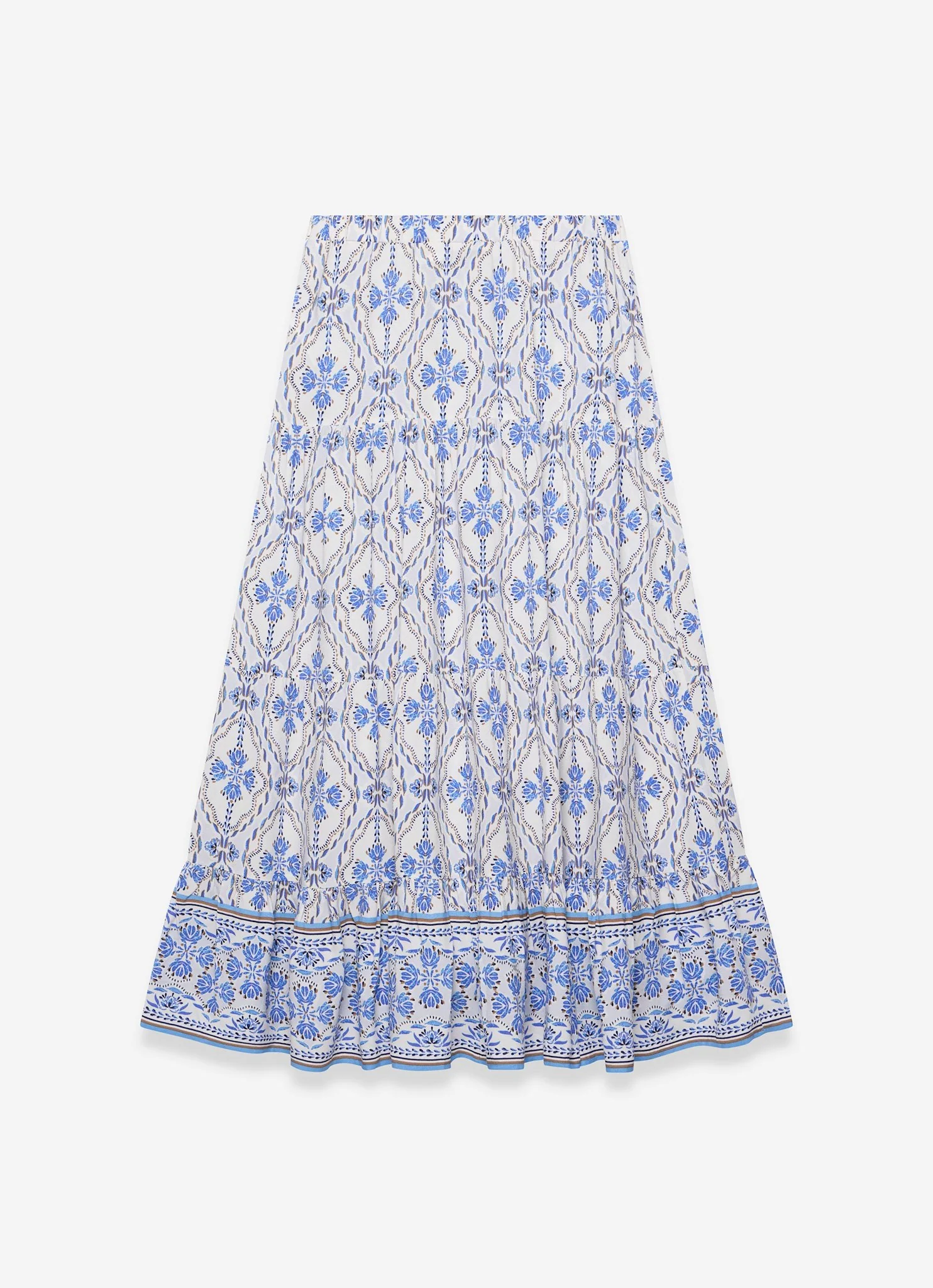 Blue Floral Print Maxi Skirt